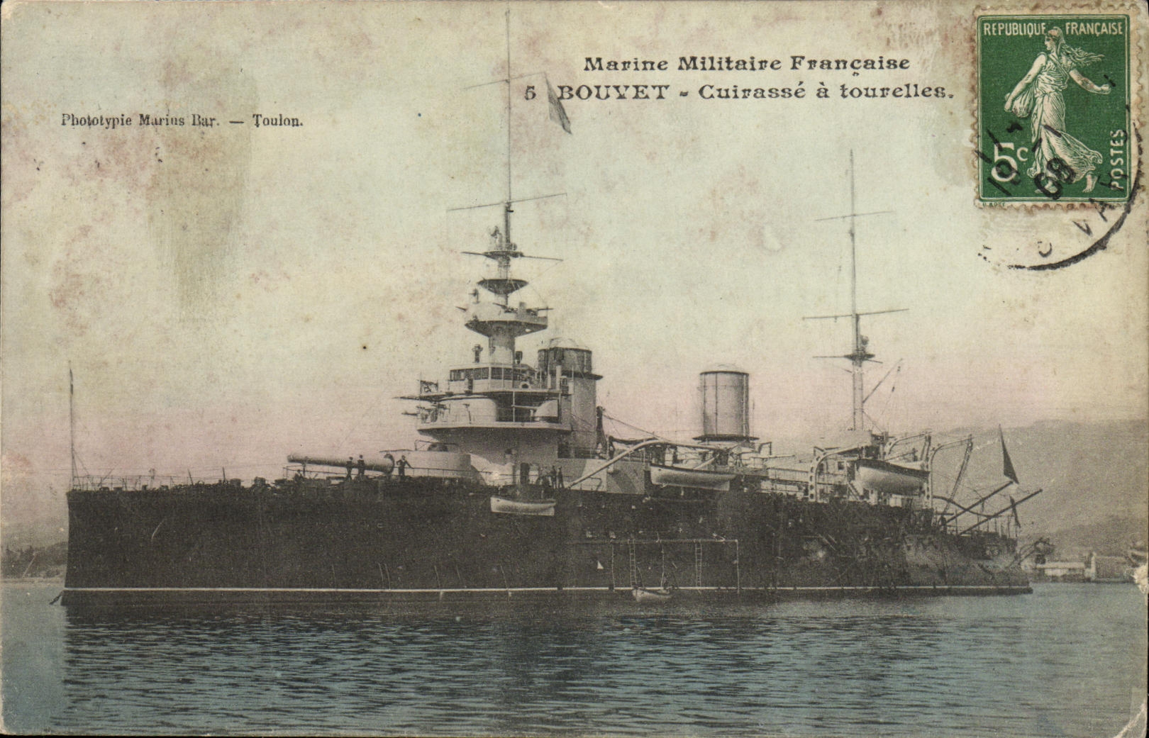 VINTAGE POSTCARD Bateau War French Navy Grooving plane Armours has turrets