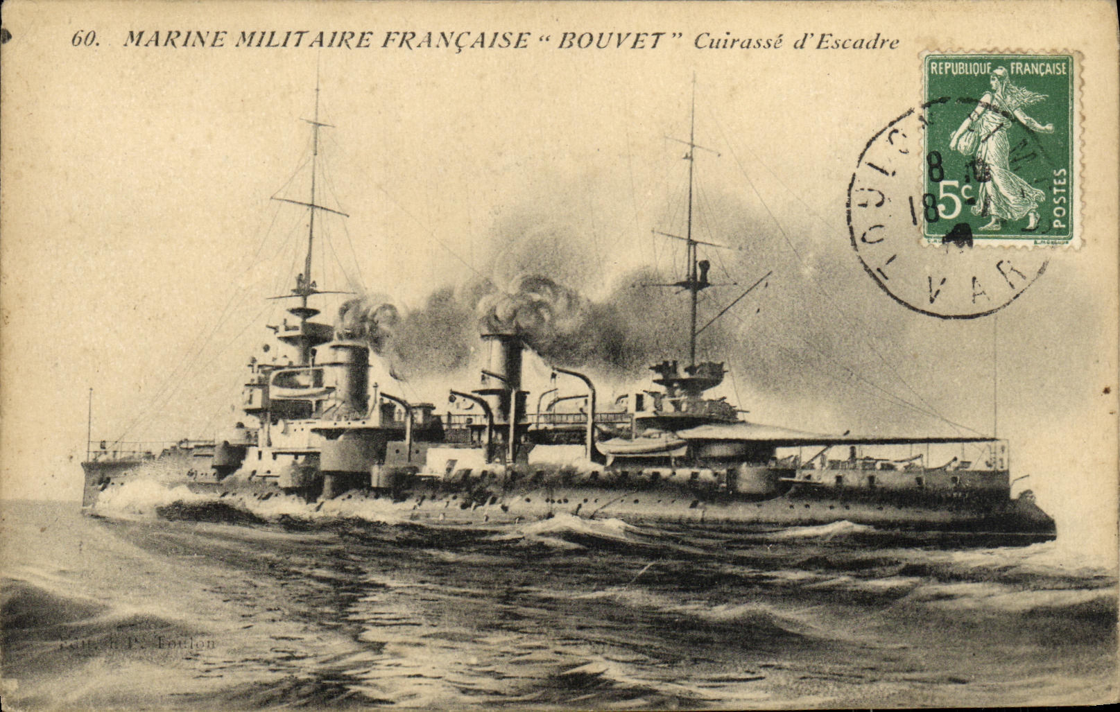 VINTAGE POSTCARD Bateau War French Navy Grooving plane Armours D Escadre