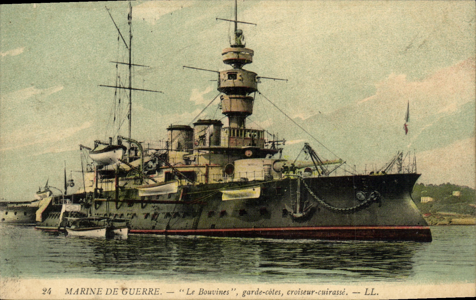 VINTAGE POSTCARD Bateau War Navy Bouvines rank dimensions cruiser armours