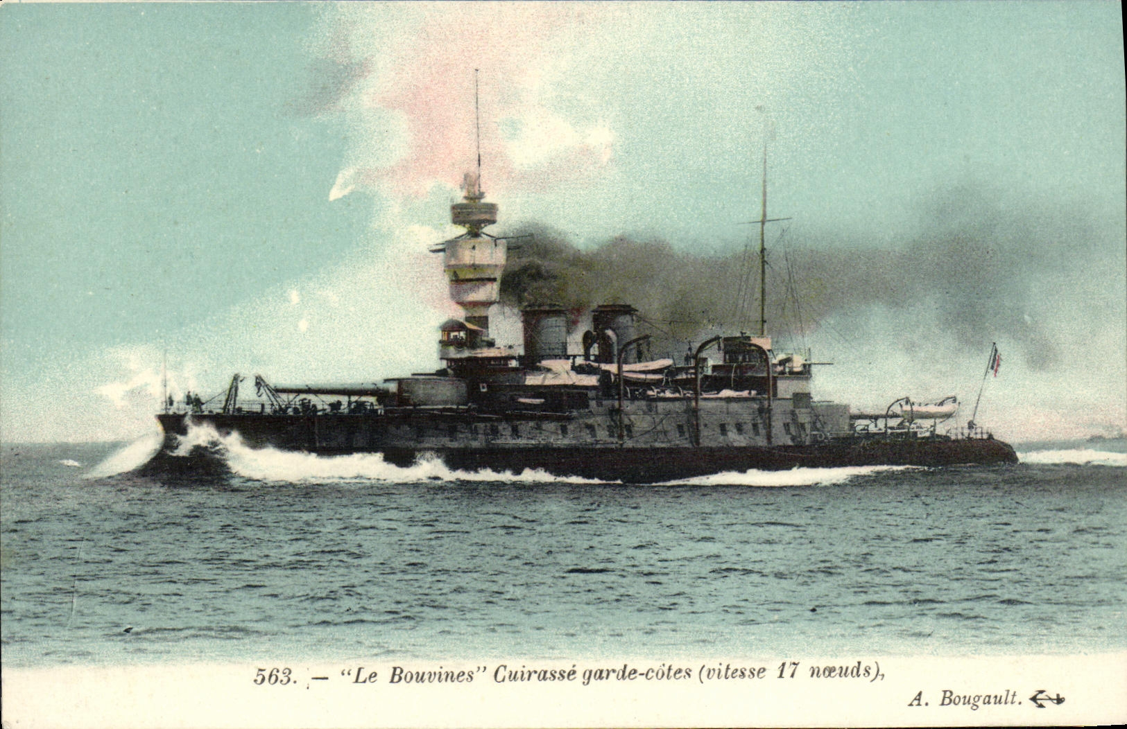 VINTAGE POSTCARD Bateau War Bouvines Armours guard dimensions