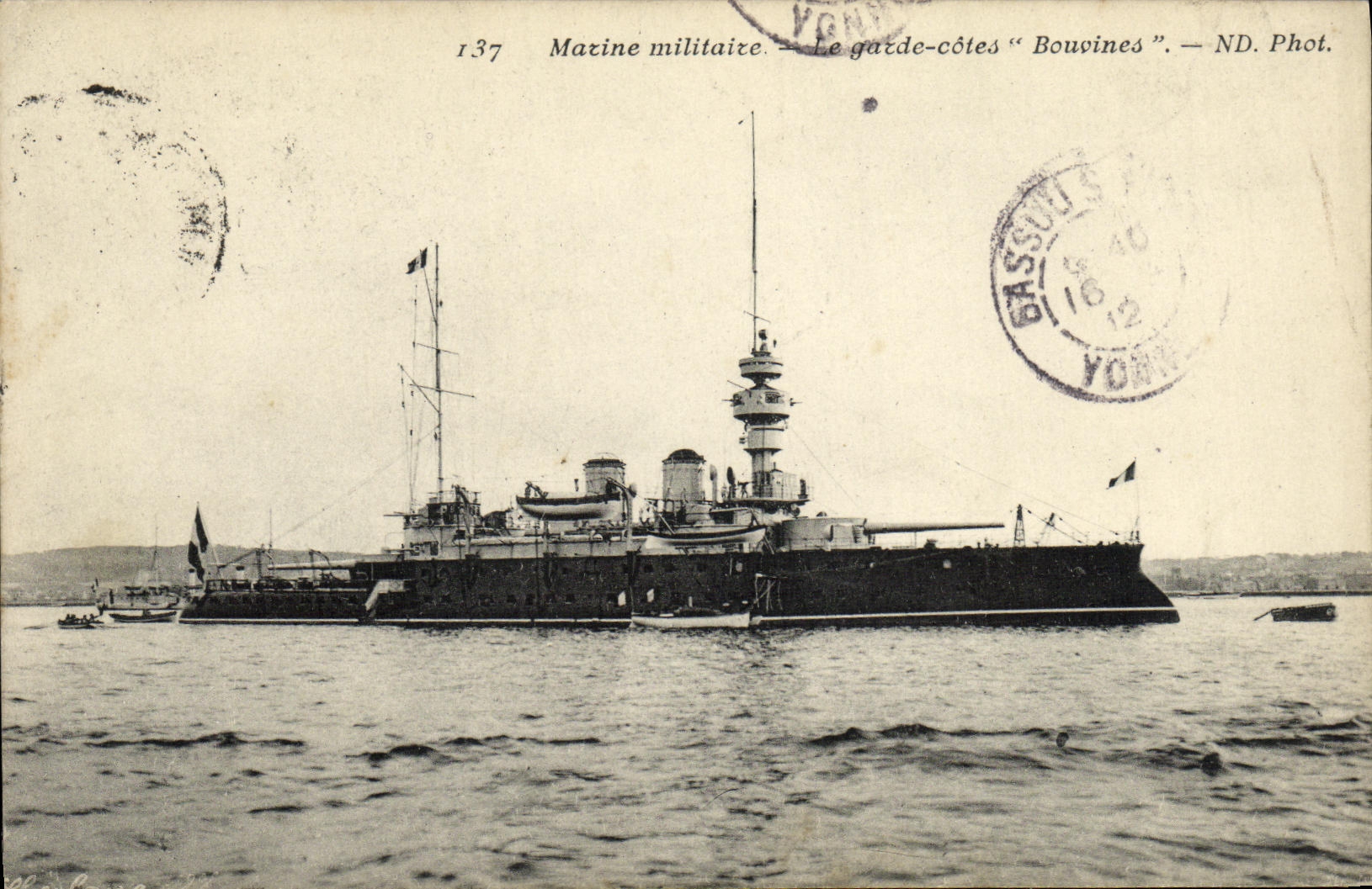 VINTAGE POSTCARD Boat War Navy the rank Bouvines dimensions