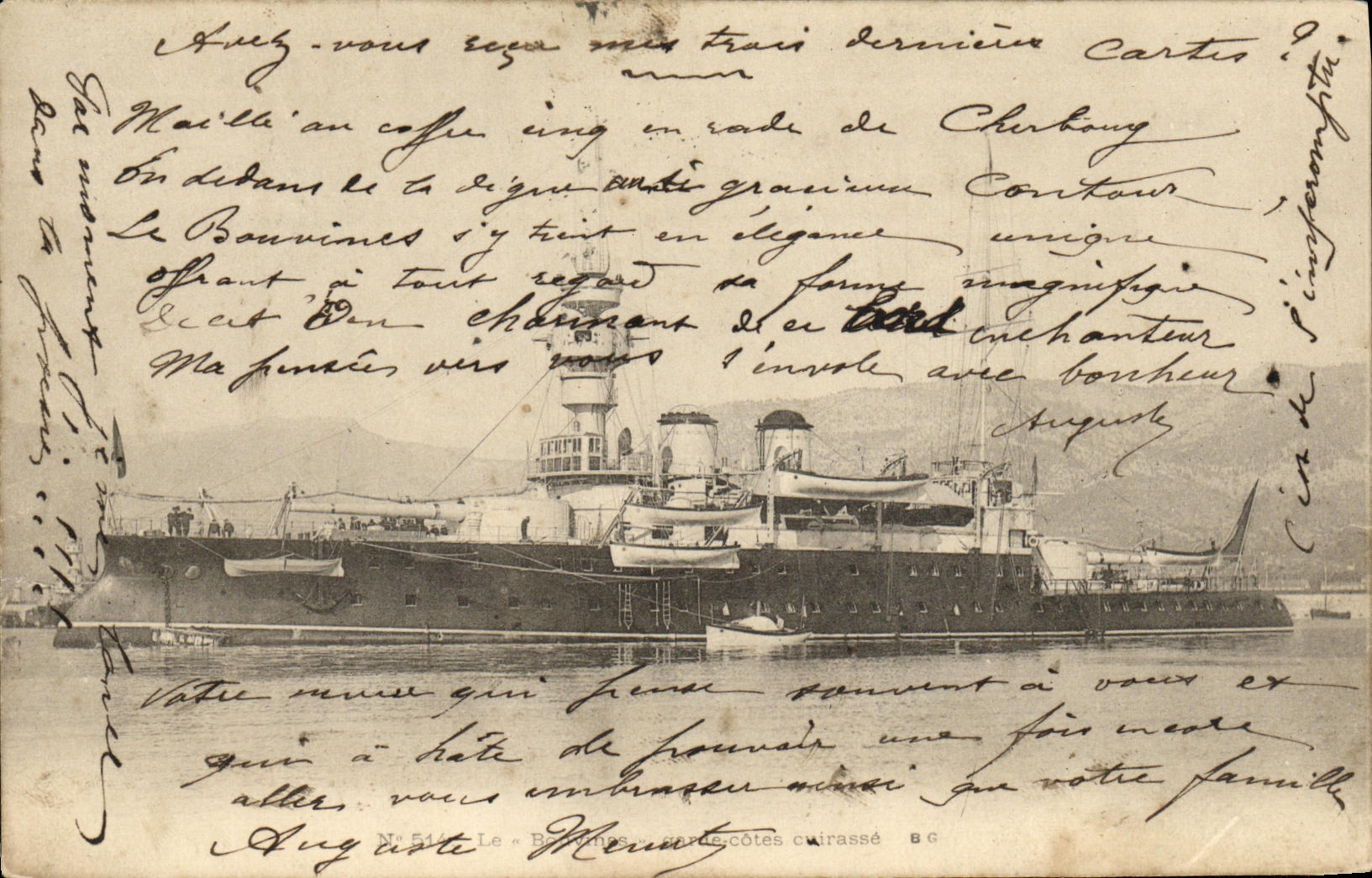 VINTAGE POSTCARD Bateau War Bouvines Garde dimensions armours