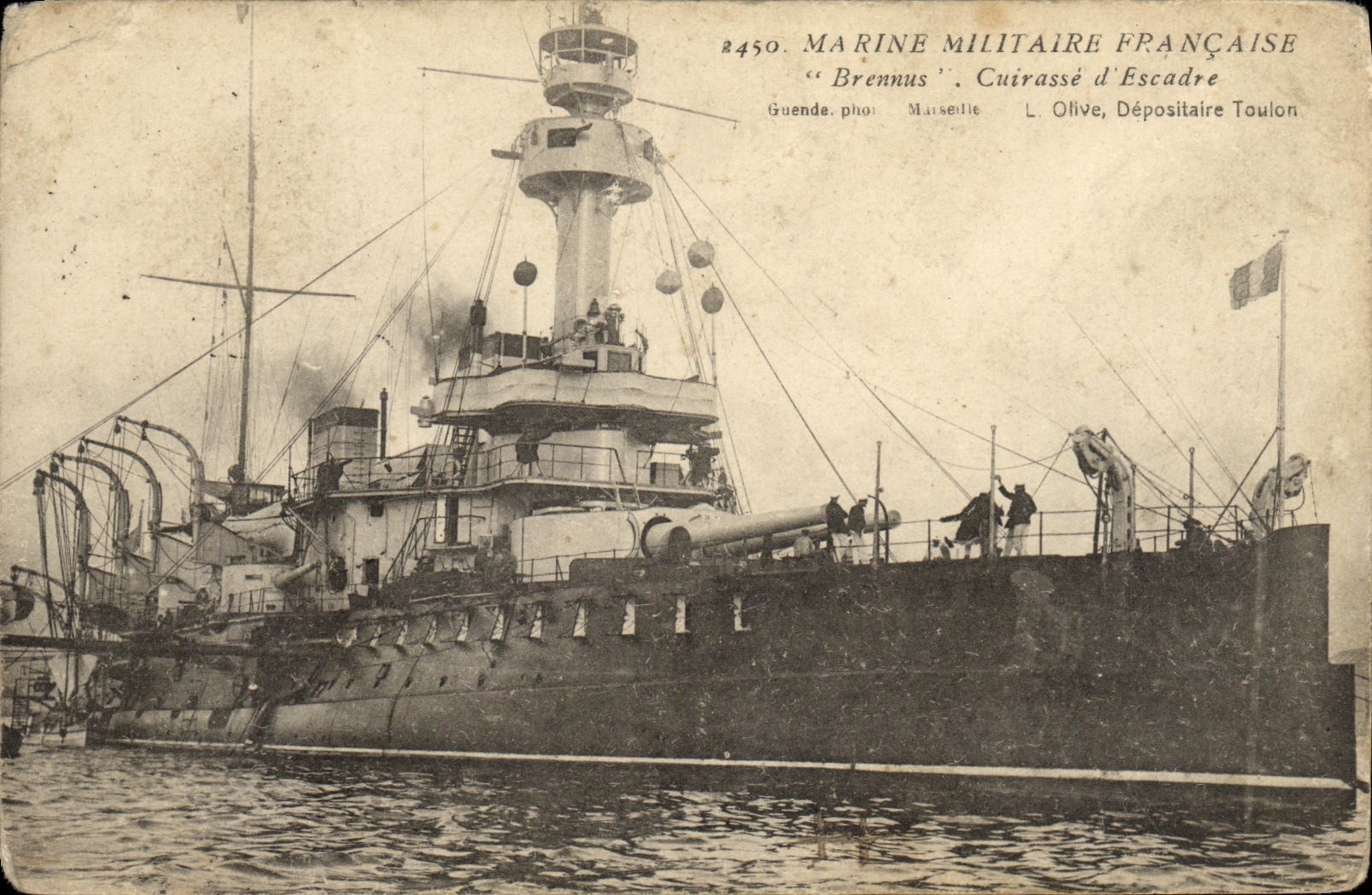 VINTAGE POSTCARD Bateau War French Navy Brennus Armours D Escadre