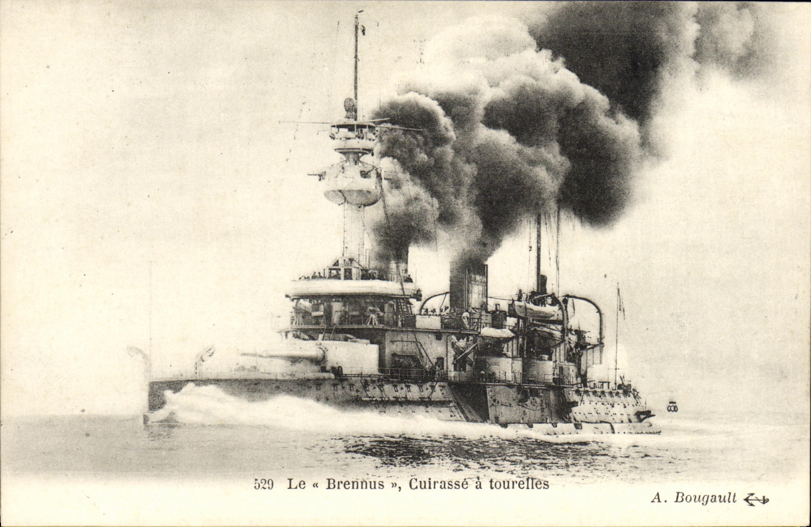 VINTAGE POSTCARD Bateau War Brennus Cuirasse has turrets