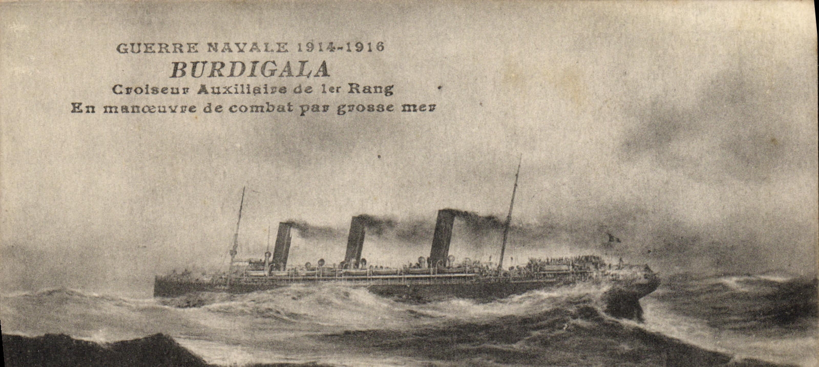 VINTAGE POSTCARD Boat War Naval War Burdigala auxiliary Cruiser of 1st rank