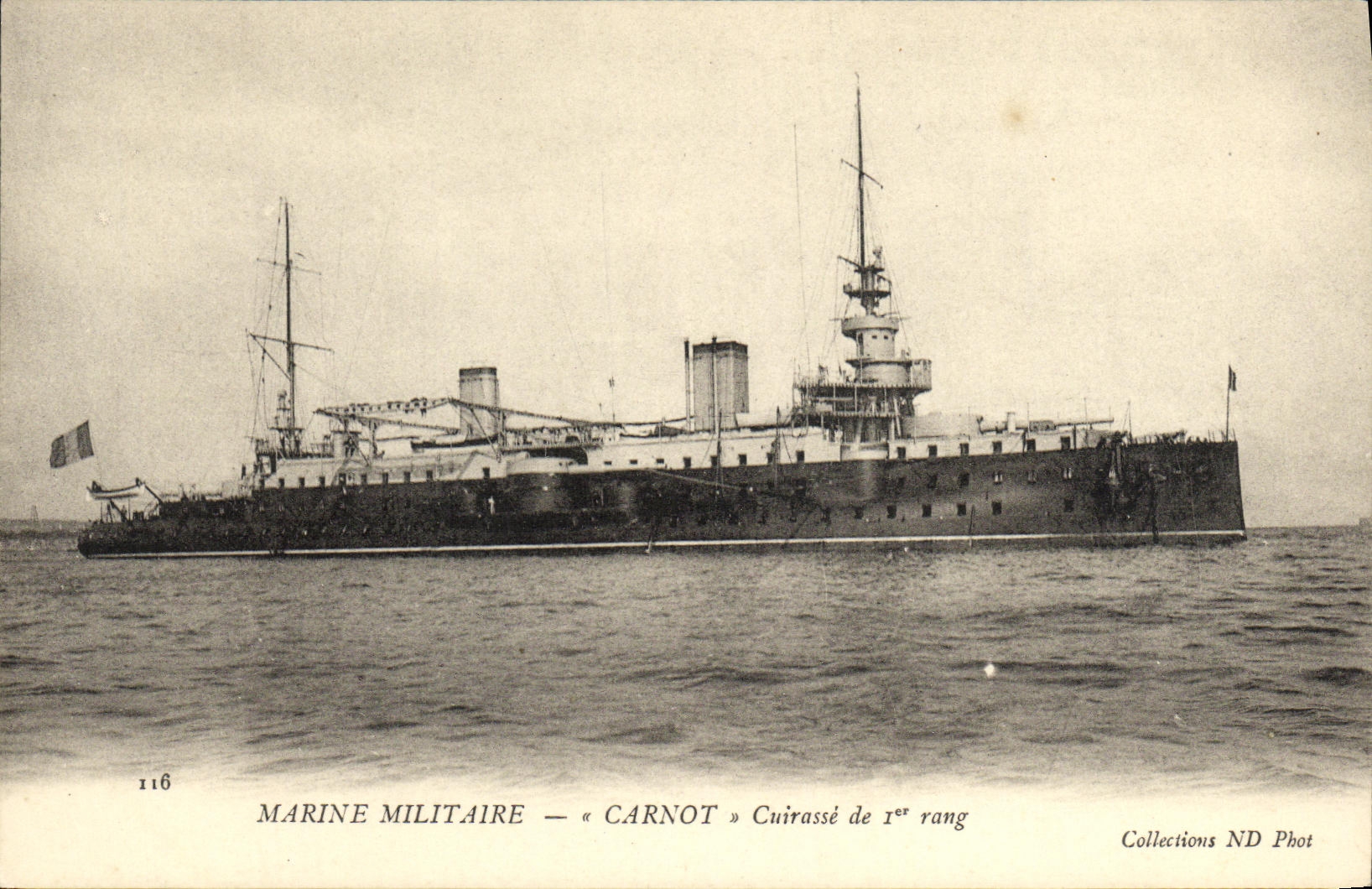 VINTAGE POSTCARD Bateau War Navy Carnot Armours 1st rank