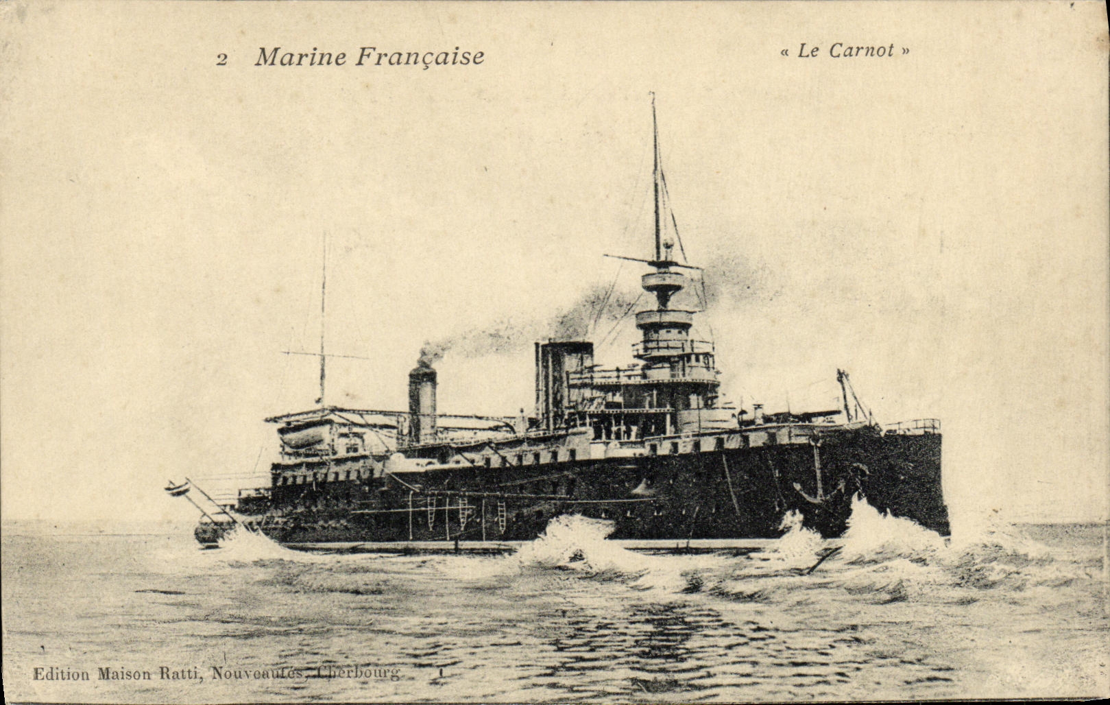 VINTAGE POSTCARD Boat War French Navy Carnot