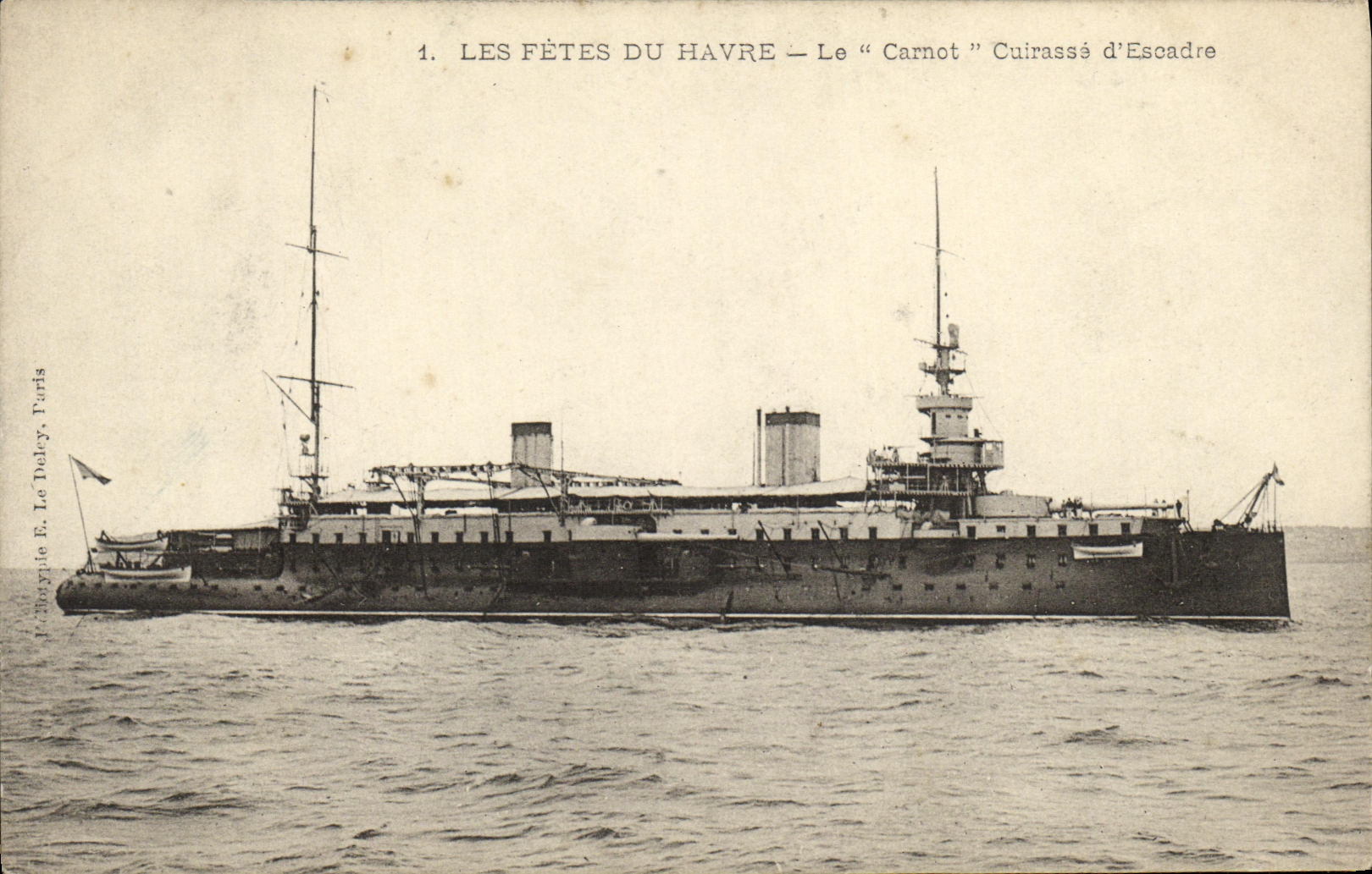 VINTAGE POSTCARD Boat War Festivals Of Le Havre Carnot Curiasse D Squadron
