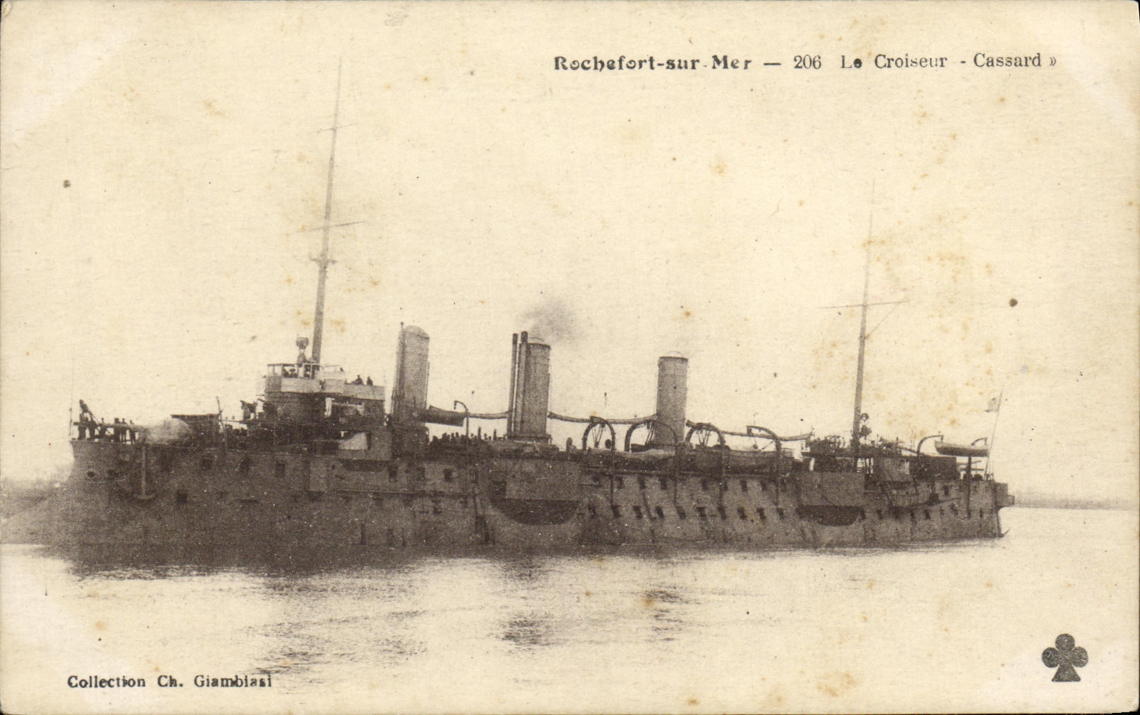 VINTAGE POSTCARD Boat Rochefort War on Sea the Cassard Cruiser