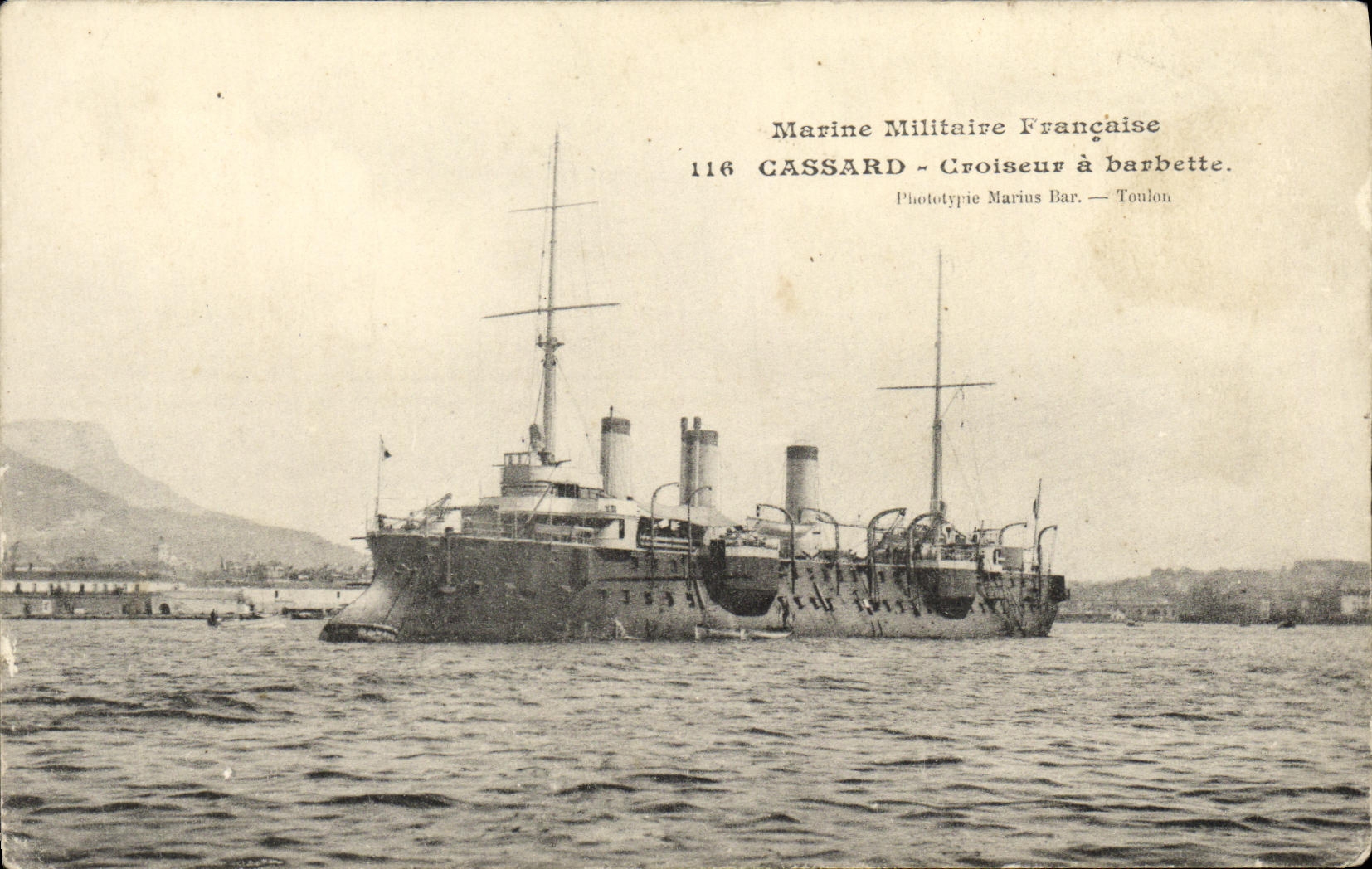 VINTAGE POSTCARD Bateau War Cassard Croiseur has Barbette