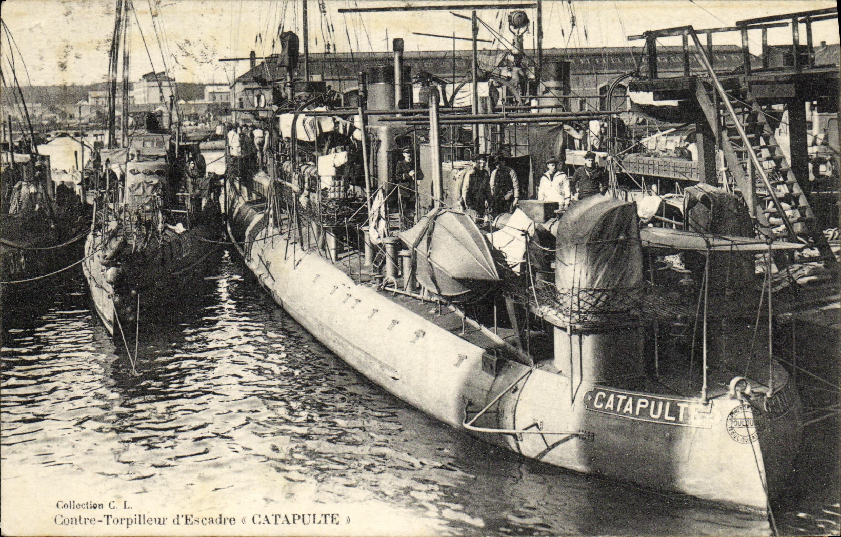 VINTAGE POSTCARD Bateau War Against Destroyer D Escadre Catapults