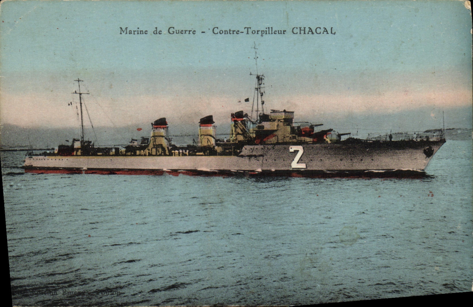 VINTAGE POSTCARD Boat War Navy Against Destroyer Jackal