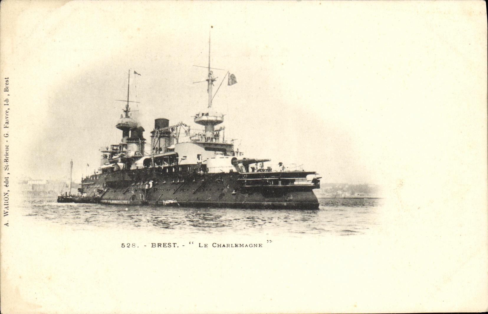 VINTAGE POSTCARD Boat Brest War Charlemagne