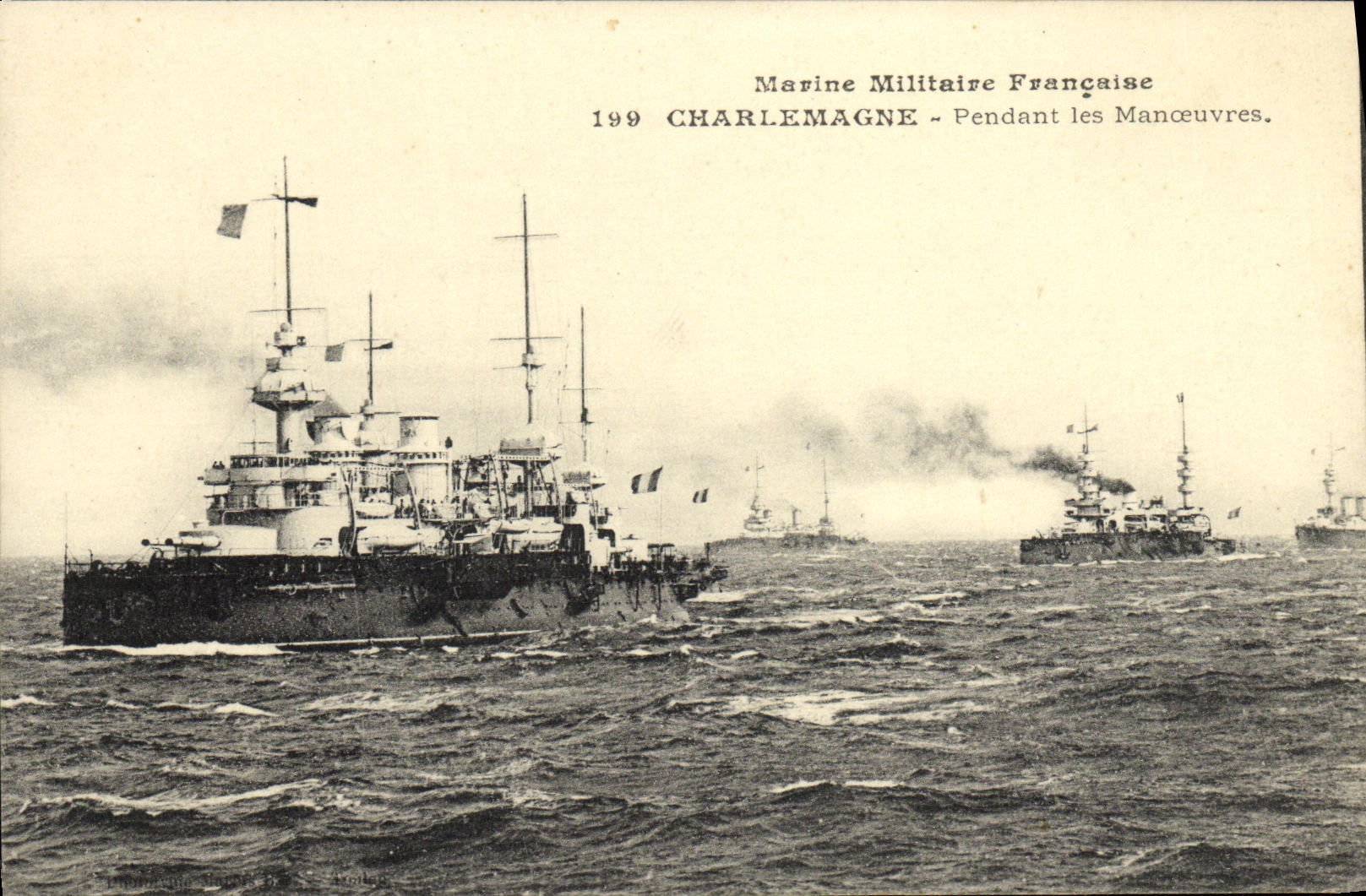 VINTAGE POSTCARD Boat War Charlemagne During the Operations