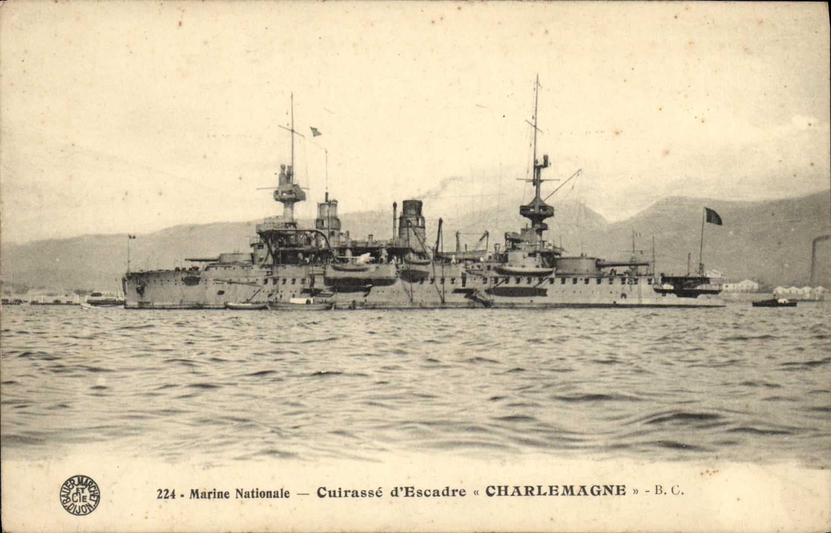 VINTAGE POSTCARD Bateau War National marine Armours D Escadre Charlemagne