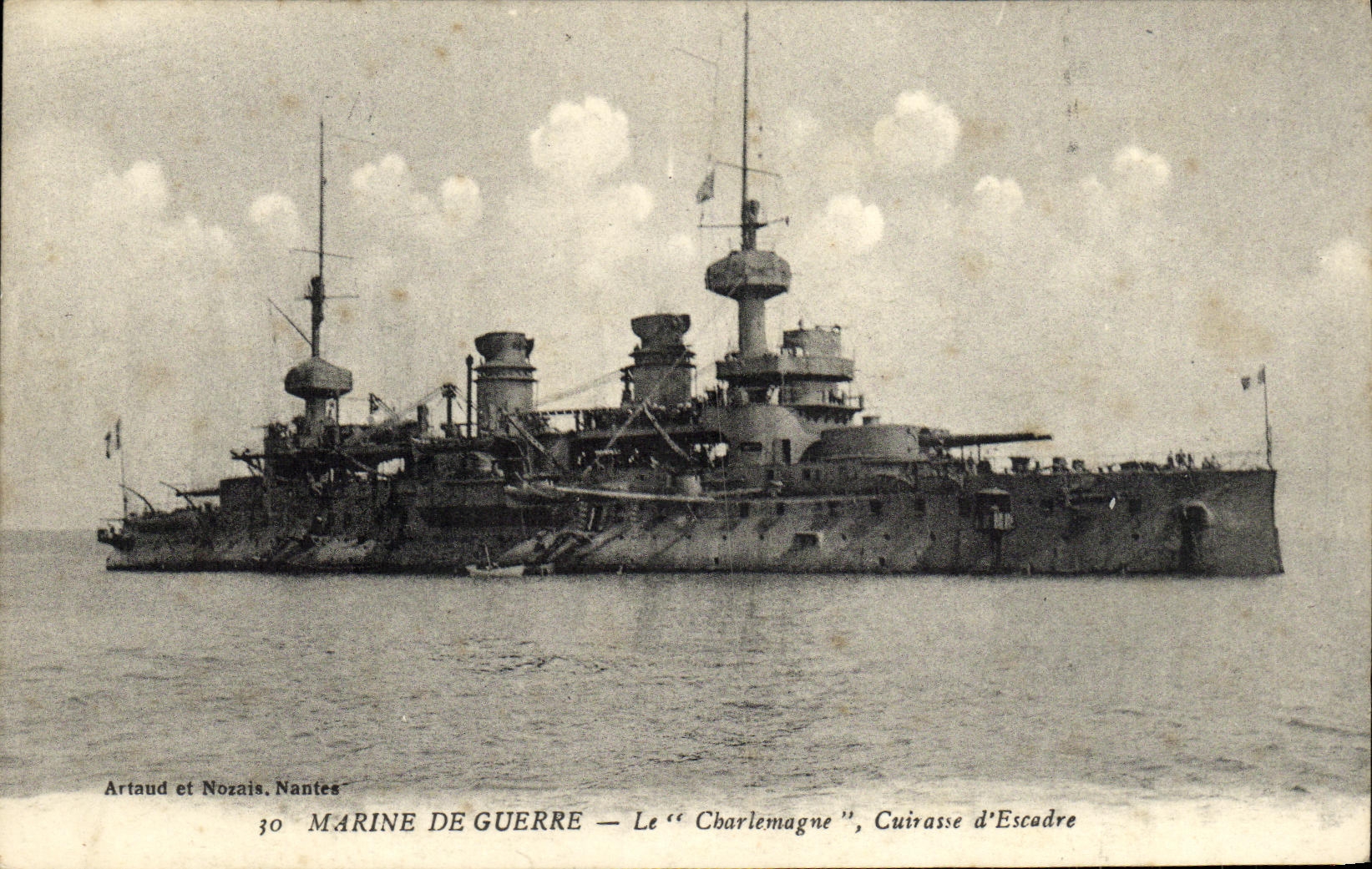 VINTAGE POSTCARD Bateau War Navy Charlemagne Armours D Escadre