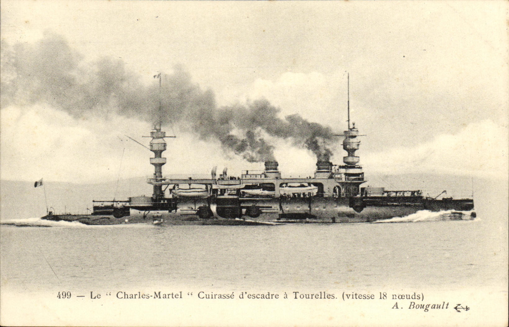 VINTAGE POSTCARD Bateau War the Charters Martel Cuirasse D Escadre has Tourelles