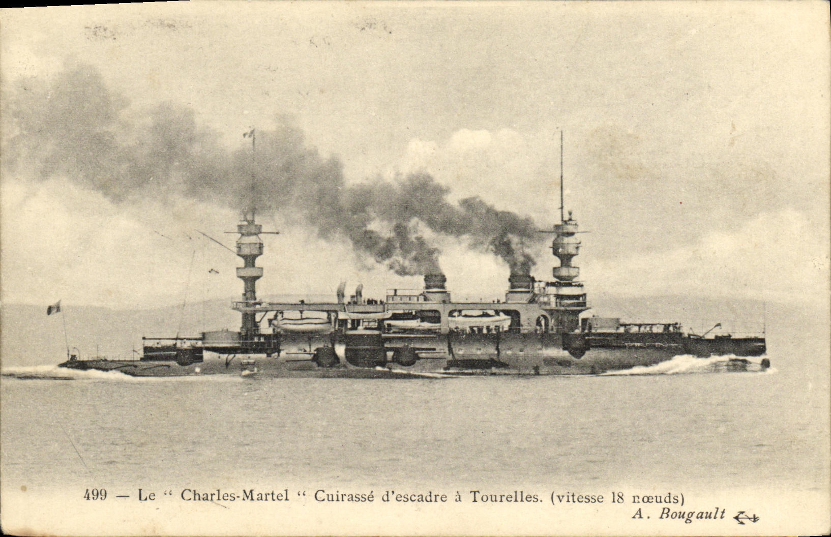 VINTAGE POSTCARD Bateau War the Charles Martel Cuirasse D Escadre has Tourelles