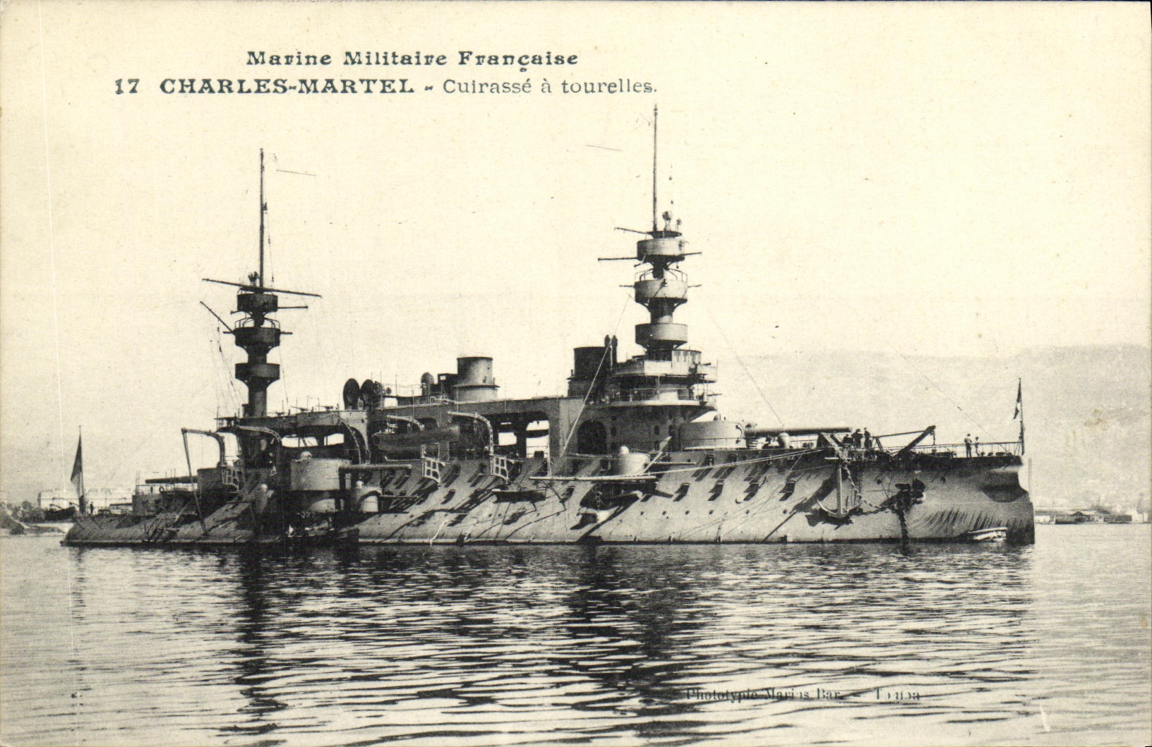 VINTAGE POSTCARD Bateau War Charles Martel Cuirasse has Tourelles
