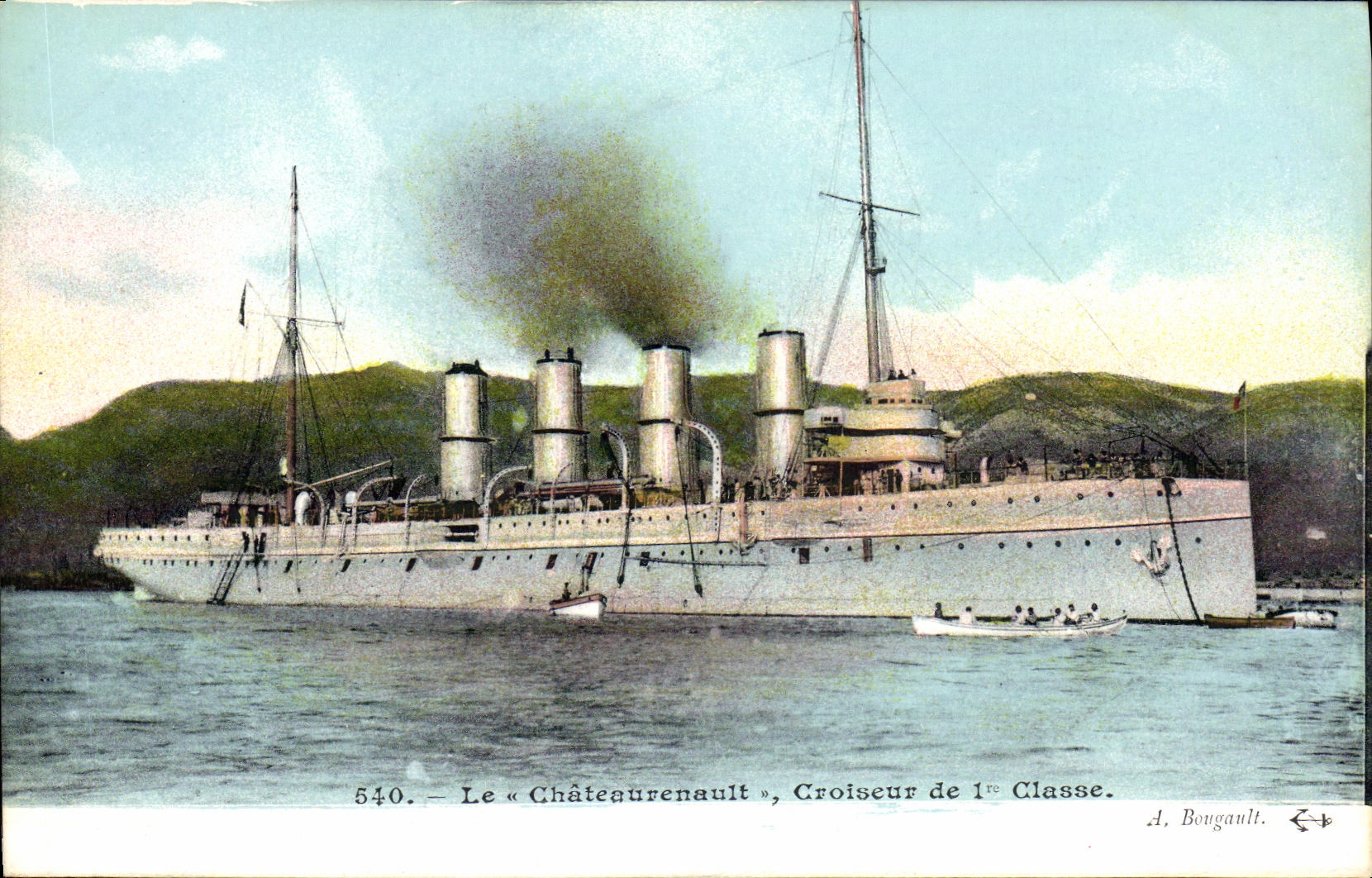 VINTAGE POSTCARD Boat War Chateaurenault Cruiser of 1st Class