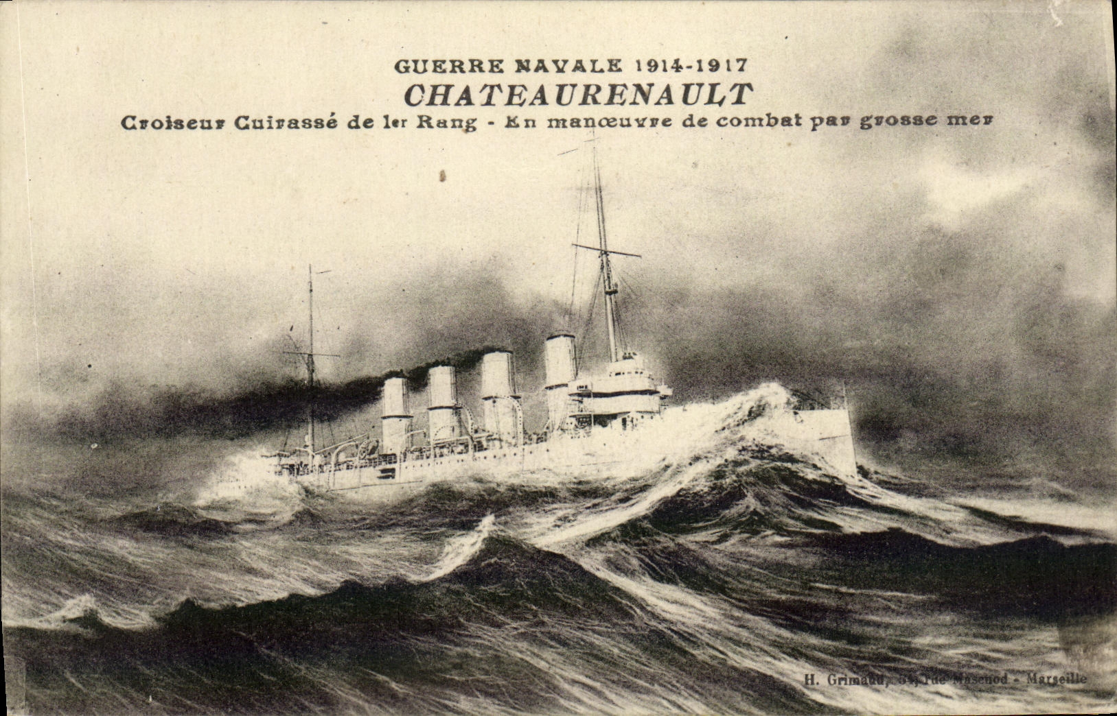 VINTAGE POSTCARD Bateau War Chateaurenault Croiseur armours 1st rank