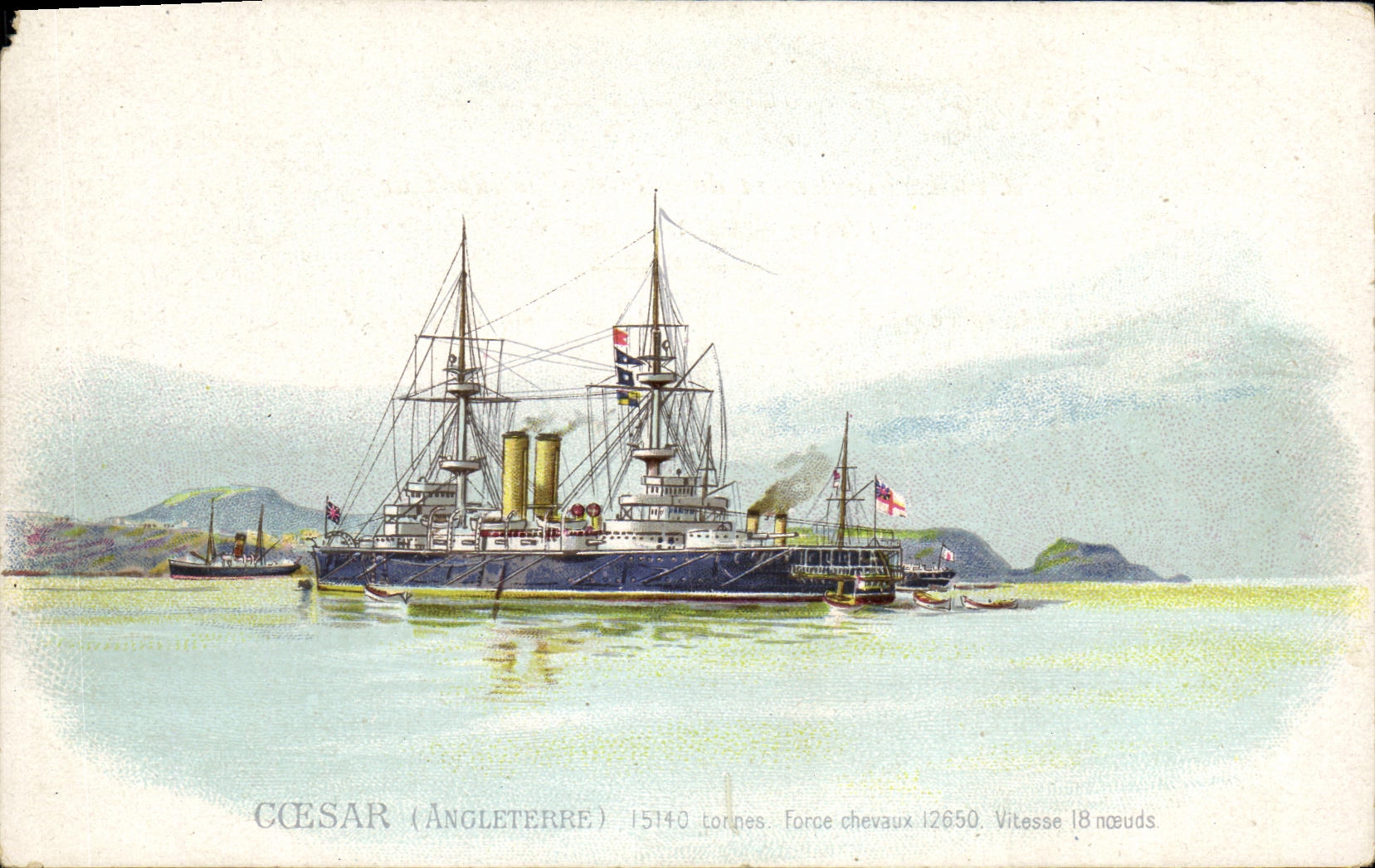 VINTAGE POSTCARD Boat Coesar War