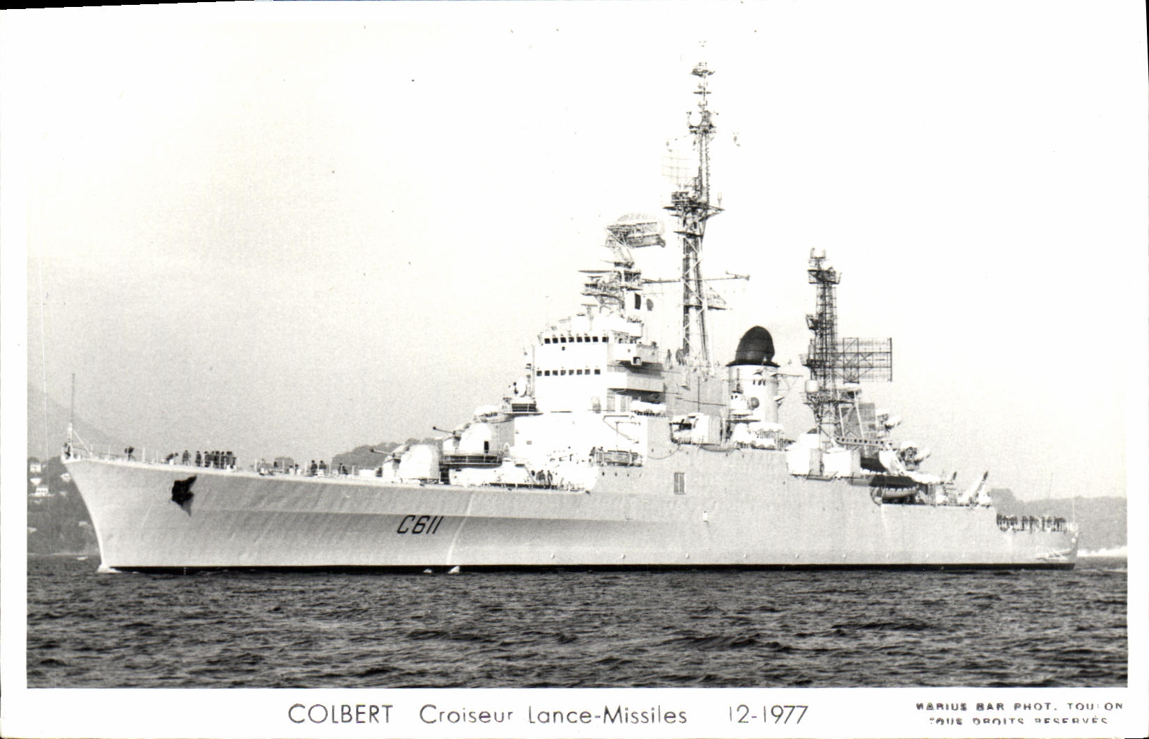 MODERN CARD Bateau War Cruiser Launches Missiles Colbert 1977