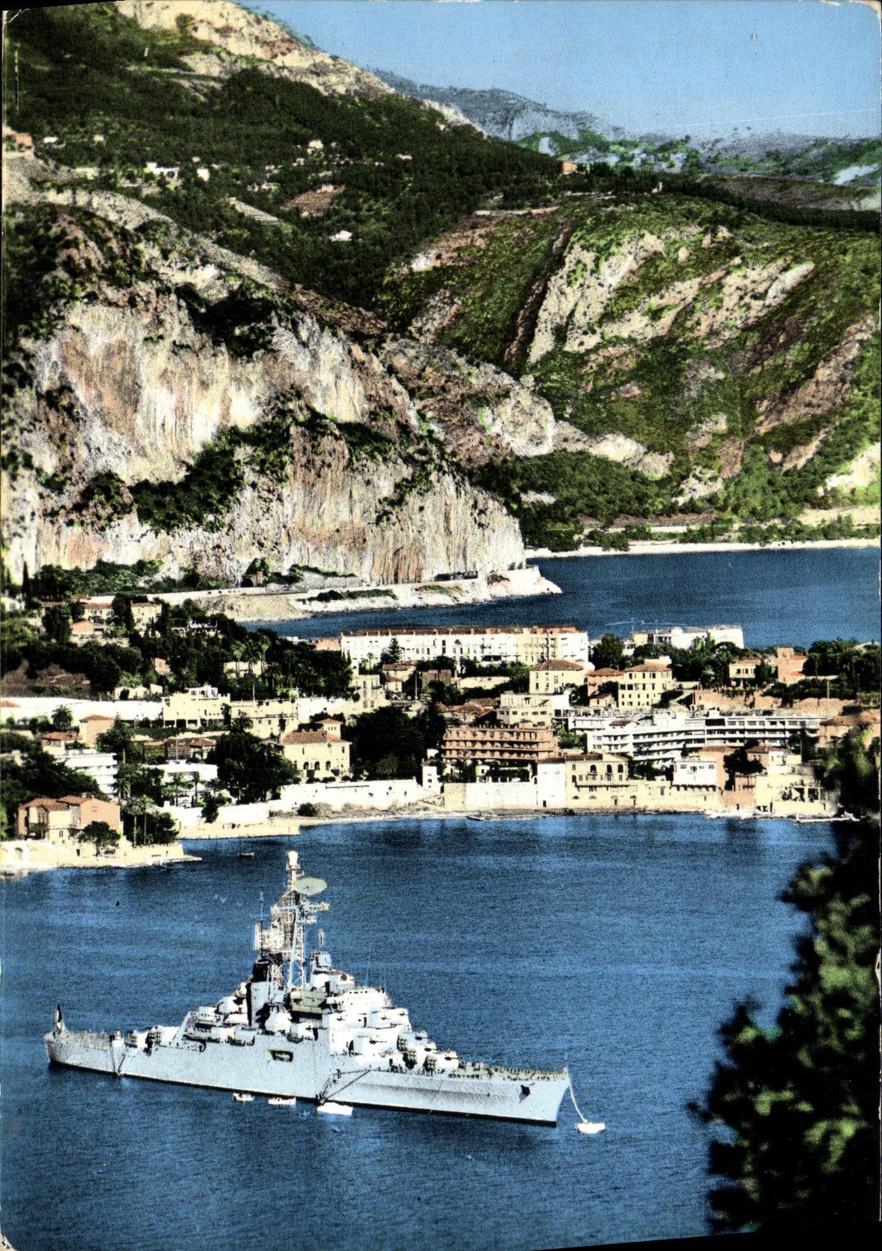 MODERN CARD Boat Holy Beaulieu War on Sea Jean Cape Ferrat Eze Colbert village in roads of Villefranche on sea