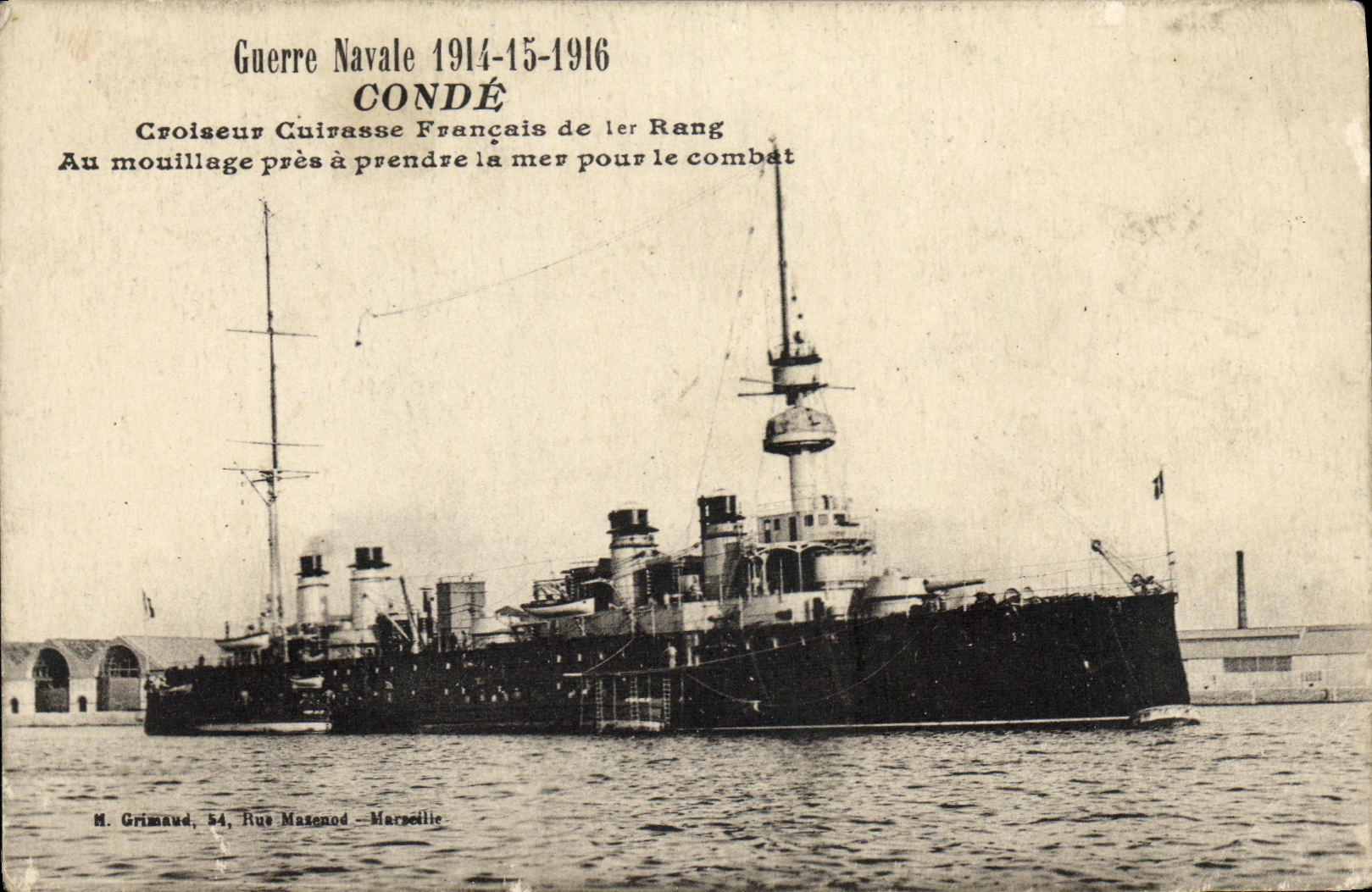 VINTAGE POSTCARD Bateau War Cop Cruiser Armours French 1st Rank With Damping Close has Prendre the Sea for the combat