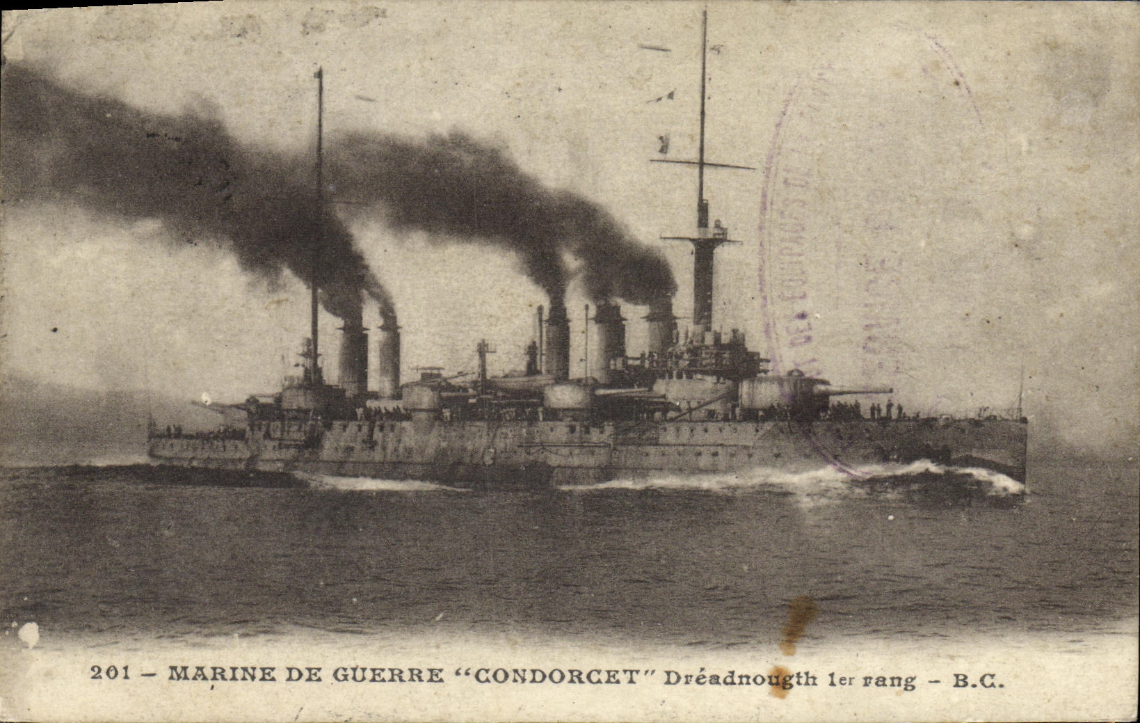 VINTAGE POSTCARD Boat War Navy Condorcet Dreadnought 1st Rank