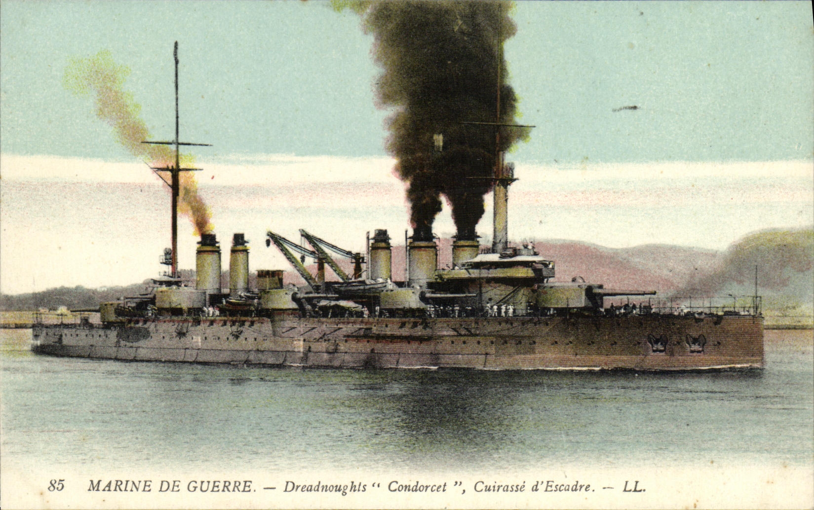 VINTAGE POSTCARD Bateau War Navy Condorcet Dreadnought Armours D squadron