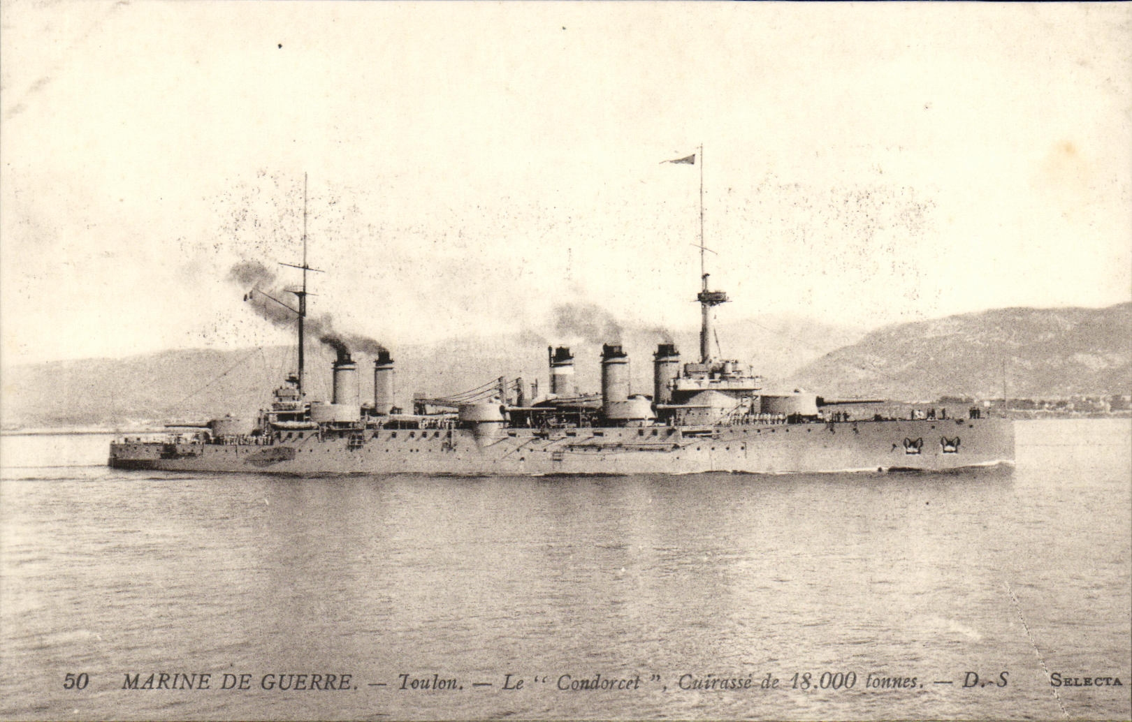 VINTAGE POSTCARD Boat War Navy Condorcet Toulon