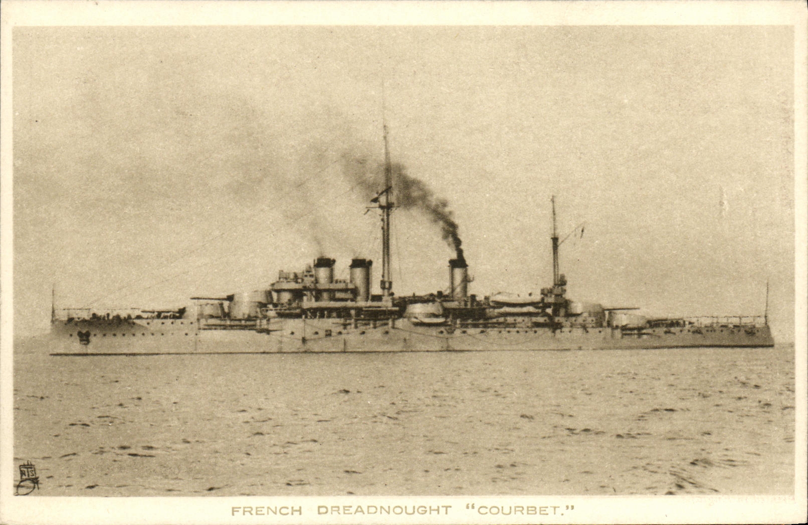 VINTAGE POSTCARD Boat War French Dreadnought Billhook