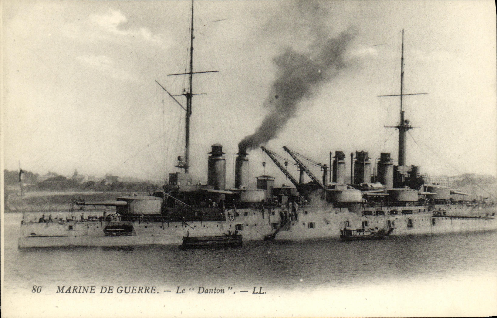VINTAGE POSTCARD Boat War Marina De Guerre Danton