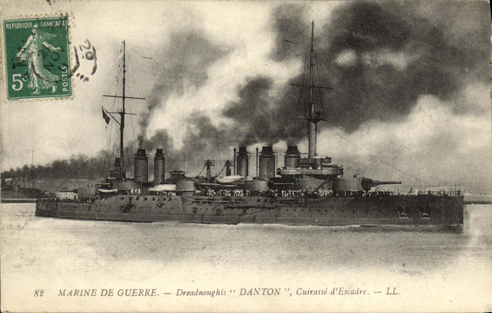 VINTAGE POSTCARD Bateau War Marina De Guerre Danton Dreadnoughts Armours D squadron