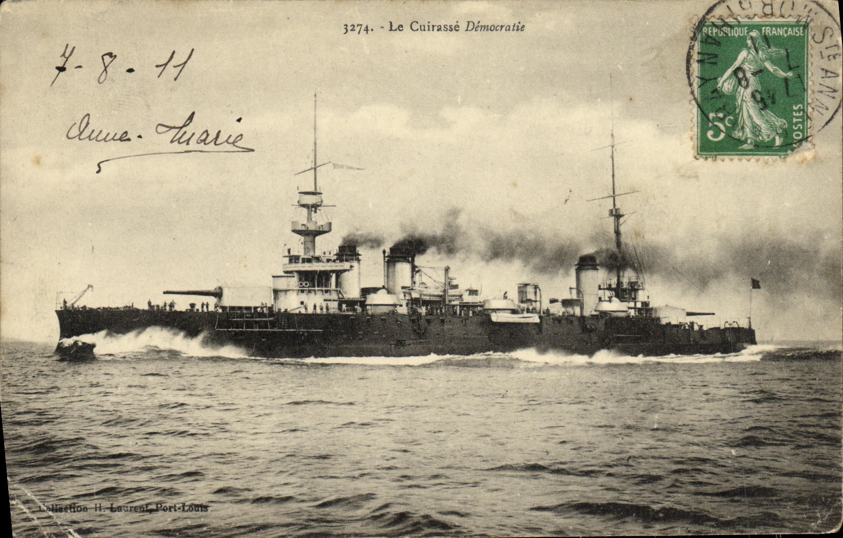 VINTAGE POSTCARD Boat War the Armor Democracy