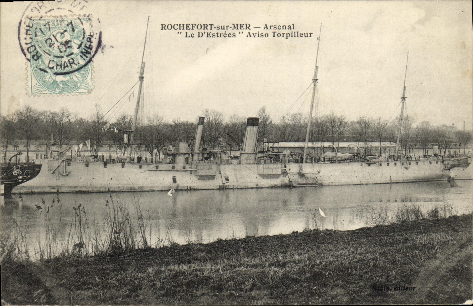 VINTAGE POSTCARD Boat Rochefort War On Sea Arsenal D Estrees