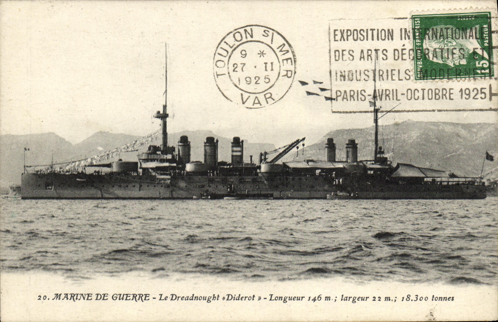 VINTAGE POSTCARD Boat War National marine Diderot Dreadnought