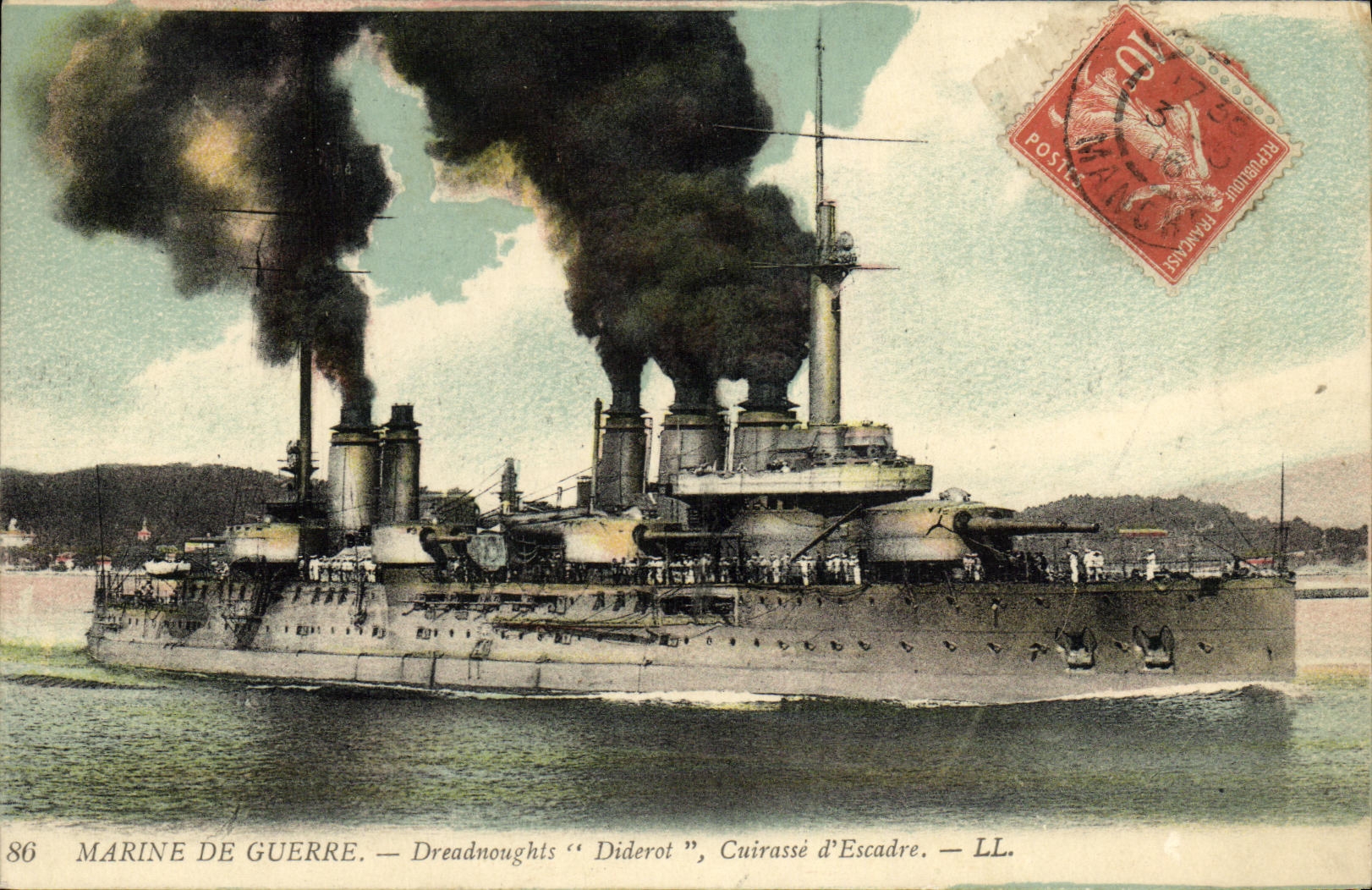 VINTAGE POSTCARD Boat War Navy Dreadnoughts Diderot