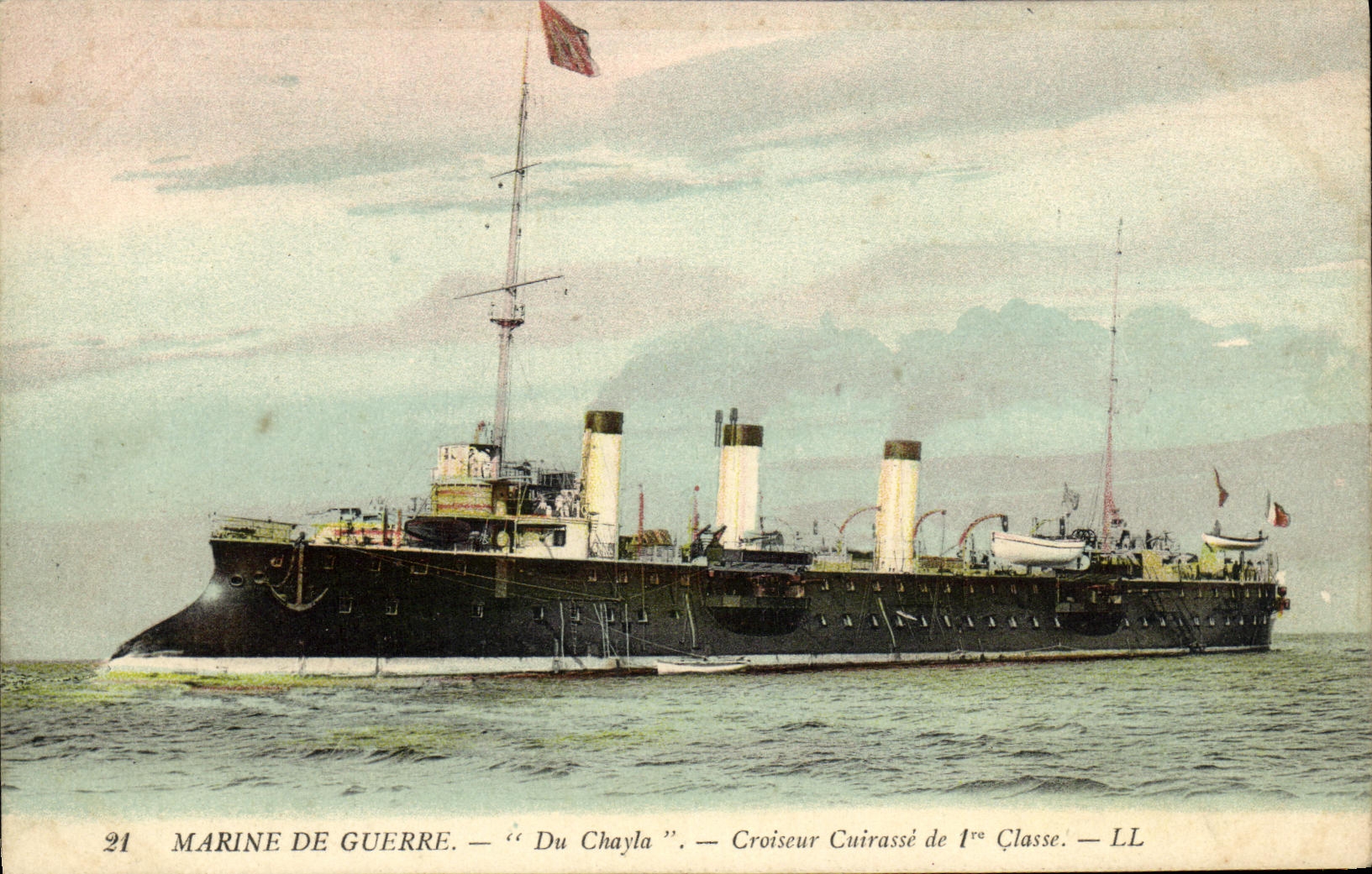 VINTAGE POSTCARD Bateau War Navy Of Chayla Croiseur Armours 1st class