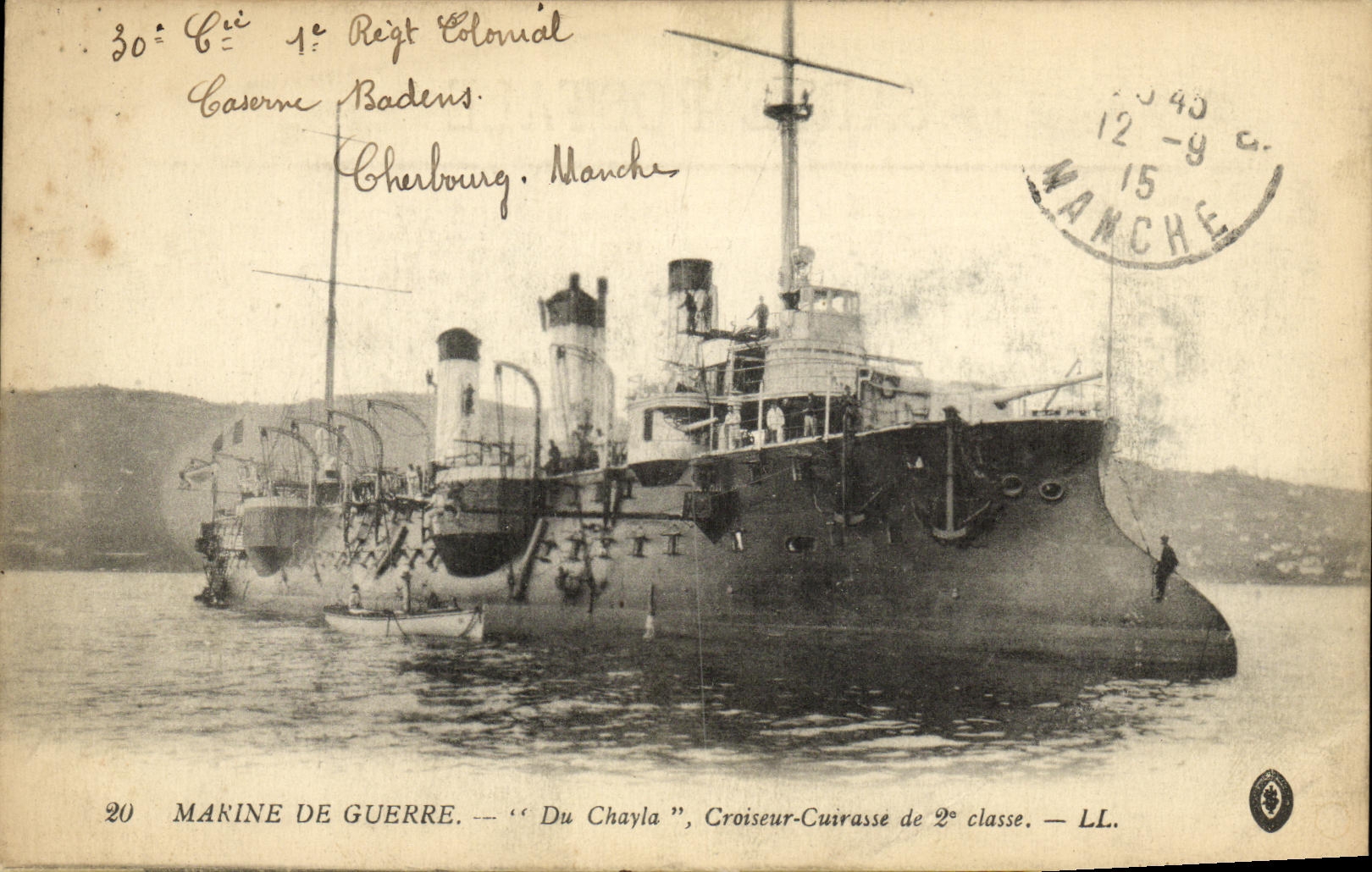 VINTAGE POSTCARD Bateau War Navy Of Chayla Croiseur Armours 2nd class