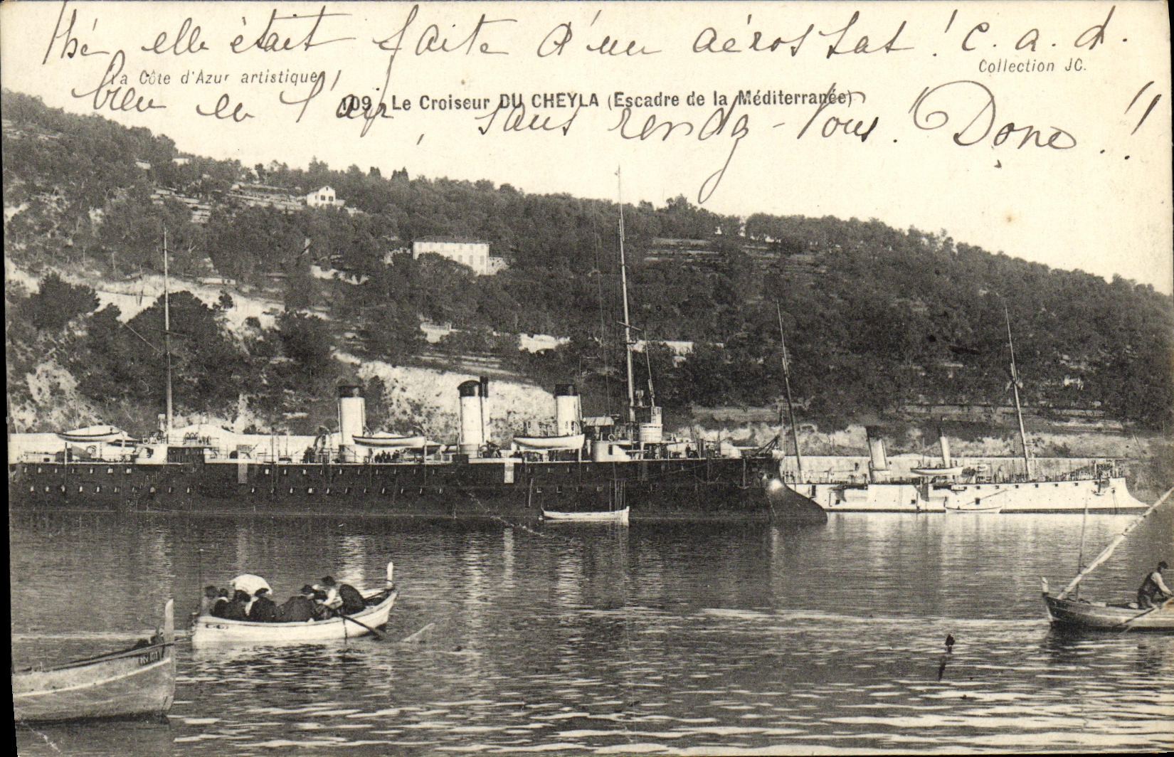 VINTAGE POSTCARD Boat War the Cruiser Of Cheyla Squadron of the Mediterranean