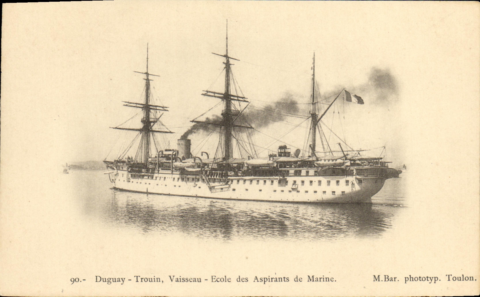 VINTAGE POSTCARD Boat War Duguay Trouin Visseau School of the Candidates of Navy