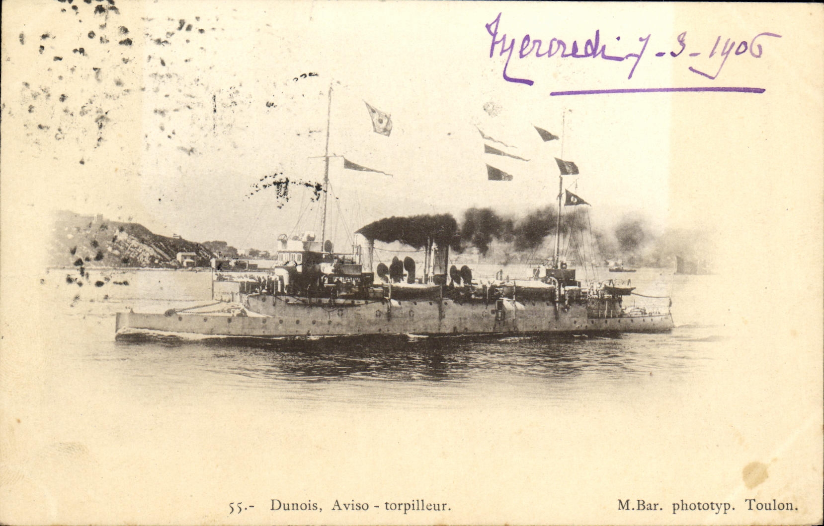 VINTAGE POSTCARD Boat War Dunois Sloop Destroyer