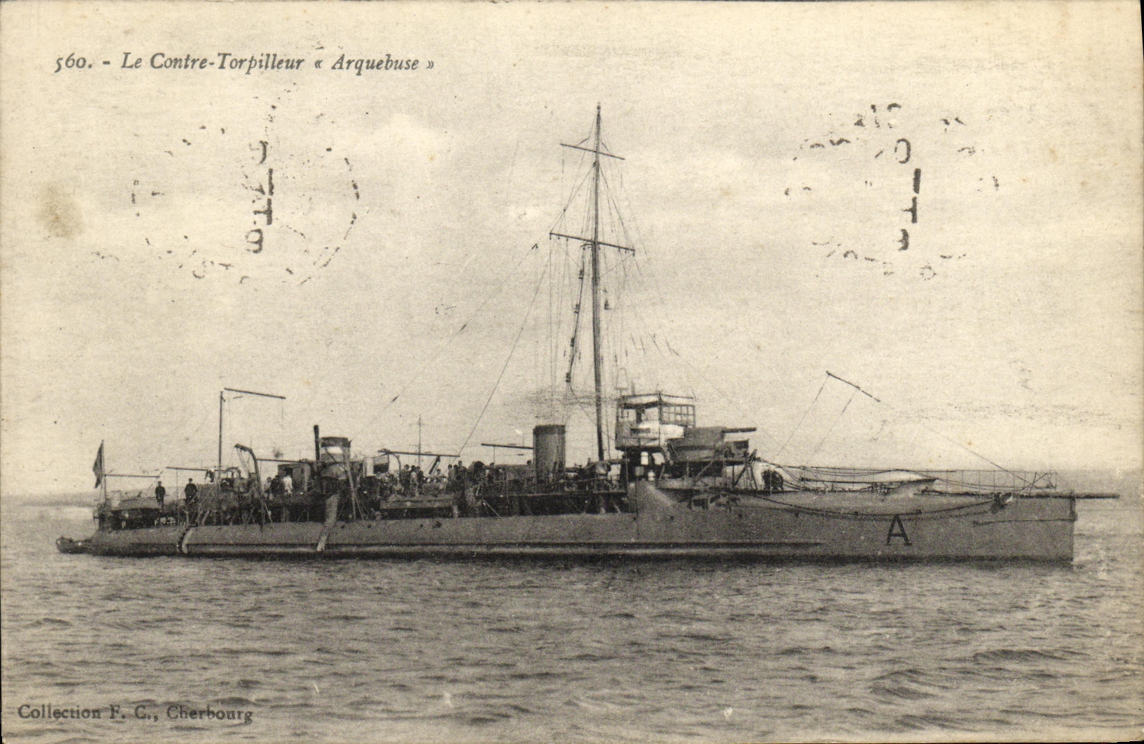 VINTAGE POSTCARD Boat War Against Destroyer Arquebus