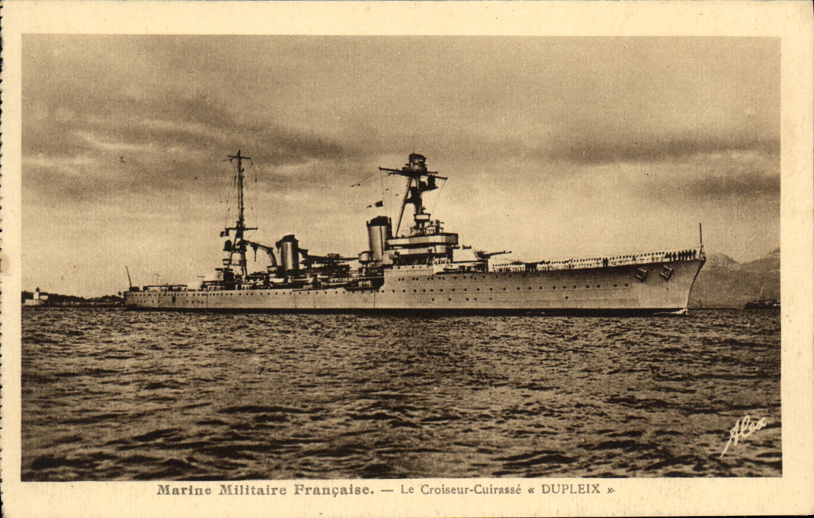 VINTAGE POSTCARD Bateau War French Navy the Cruiser Armours Dupleix