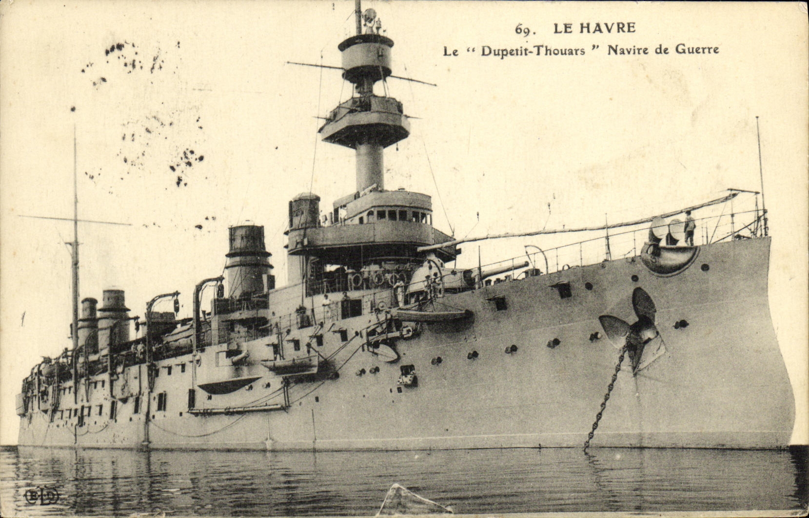 VINTAGE POSTCARD Boat War Le Havre Dupetit Thouars Ship of Gurerre