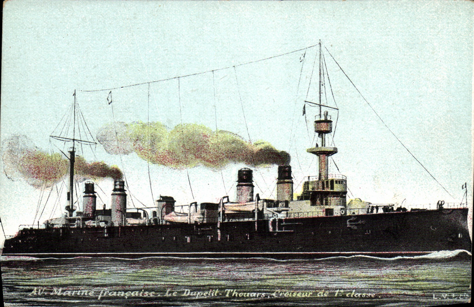 VINTAGE POSTCARD Bateau War the Cruiser Armours Dupetit Thouars Croiseur of 1st class