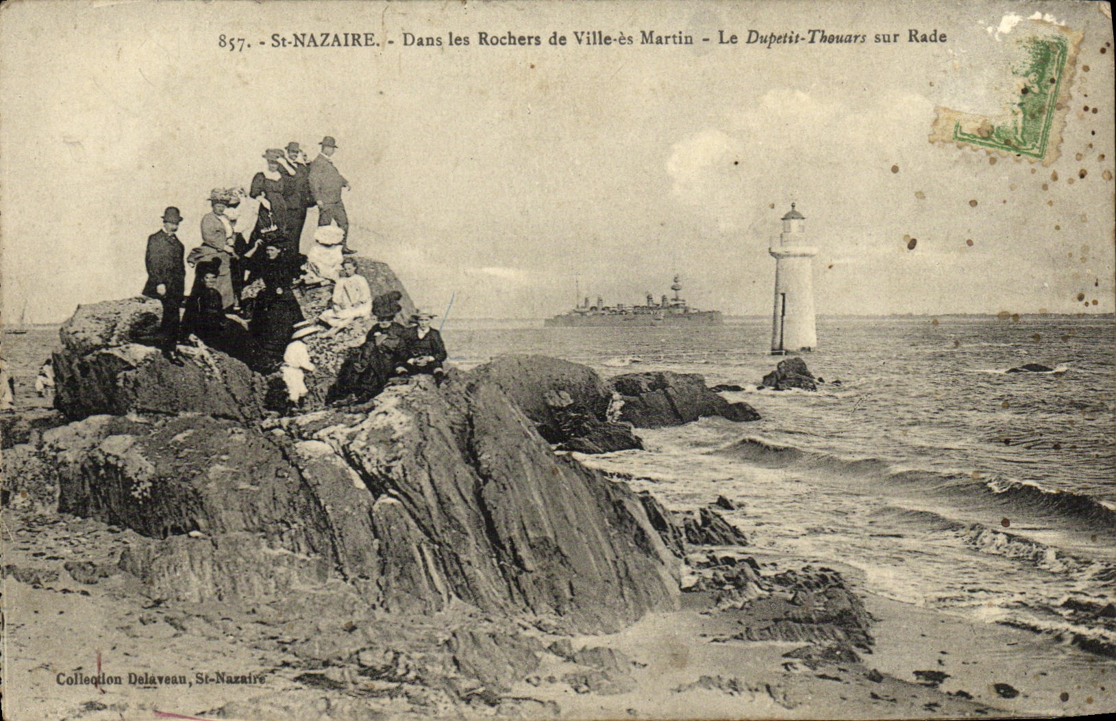 VINTAGE POSTCARD Bateau War St Nazaire In the Rocks City be Martin Dupetit Thouars on roads