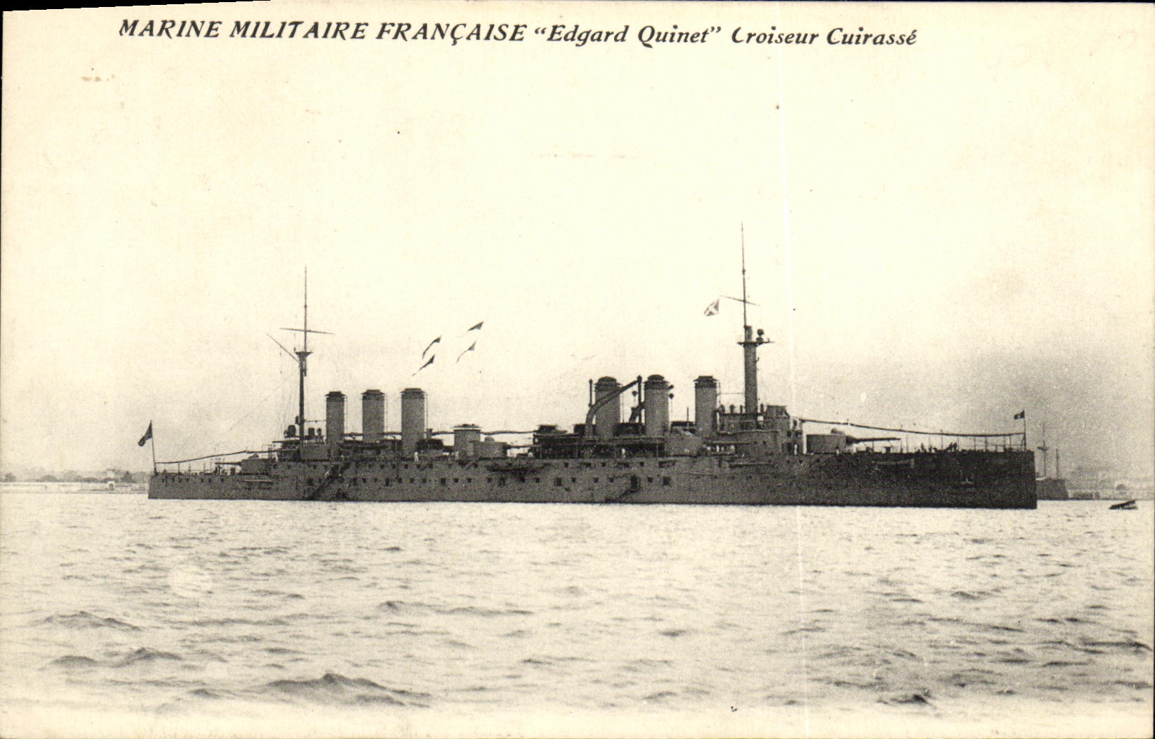 VINTAGE POSTCARD Bateau War French Navy Edgard Quinet Croiseur Armours